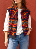 Gilet vintage in pile con fantasia geometrica – Sévres Sweater