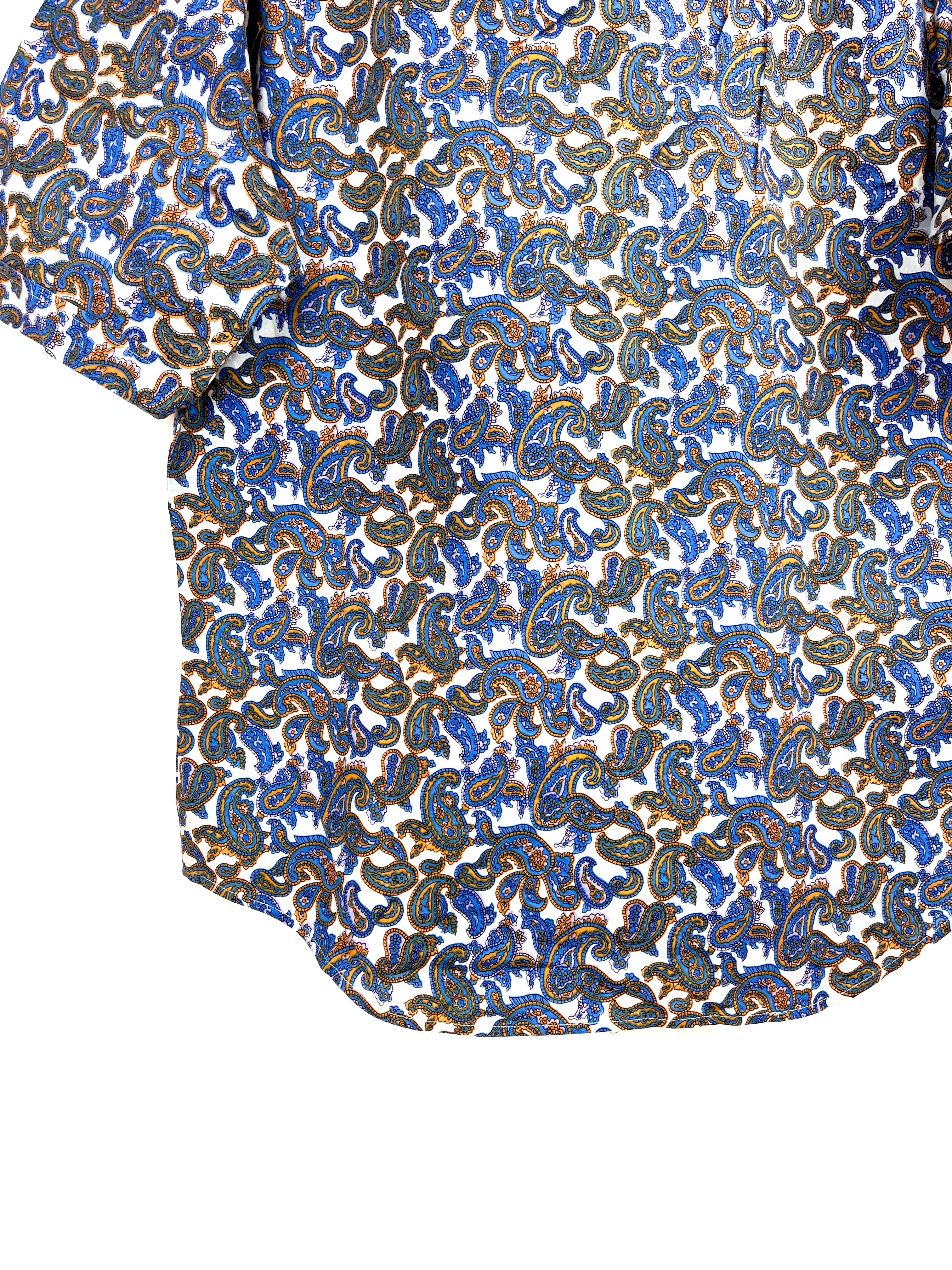 Fabio Onesti Vintage Paisley Shirt – Blue & Gold Pattern – Size M