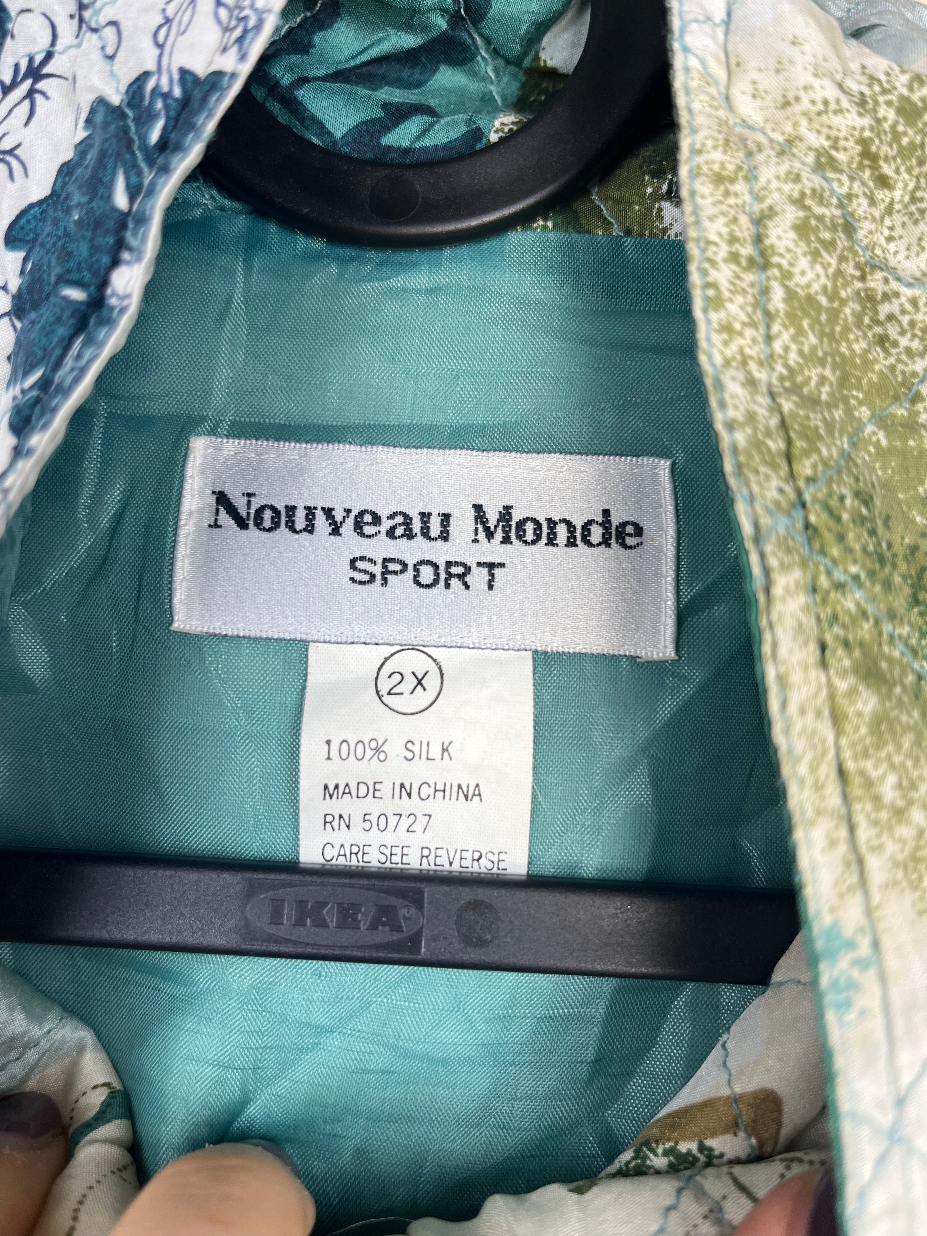 Vintage Silk Patterned Jacket Green Oversize 90s