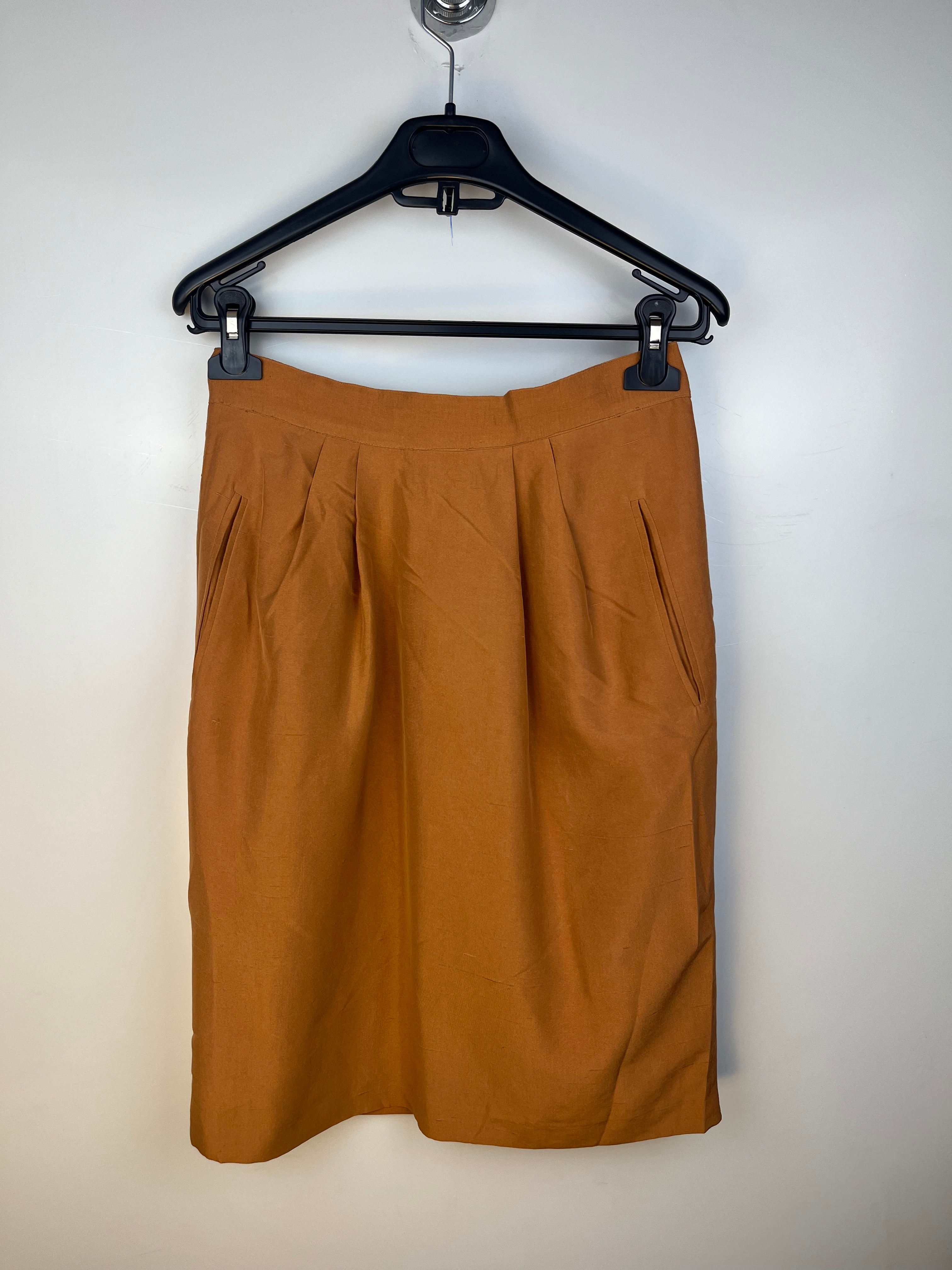 Gonna Vintage Max Mara in Pura Seta Color Cammello