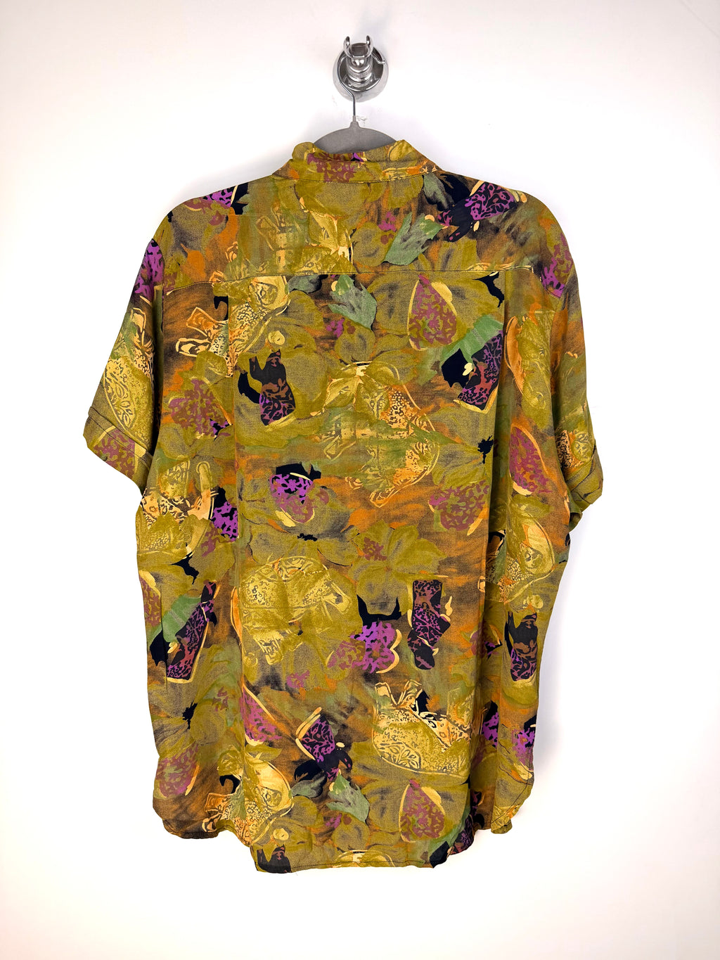 Camicia Vintage Fantasia Astratta Verde e Viola Anni ’90