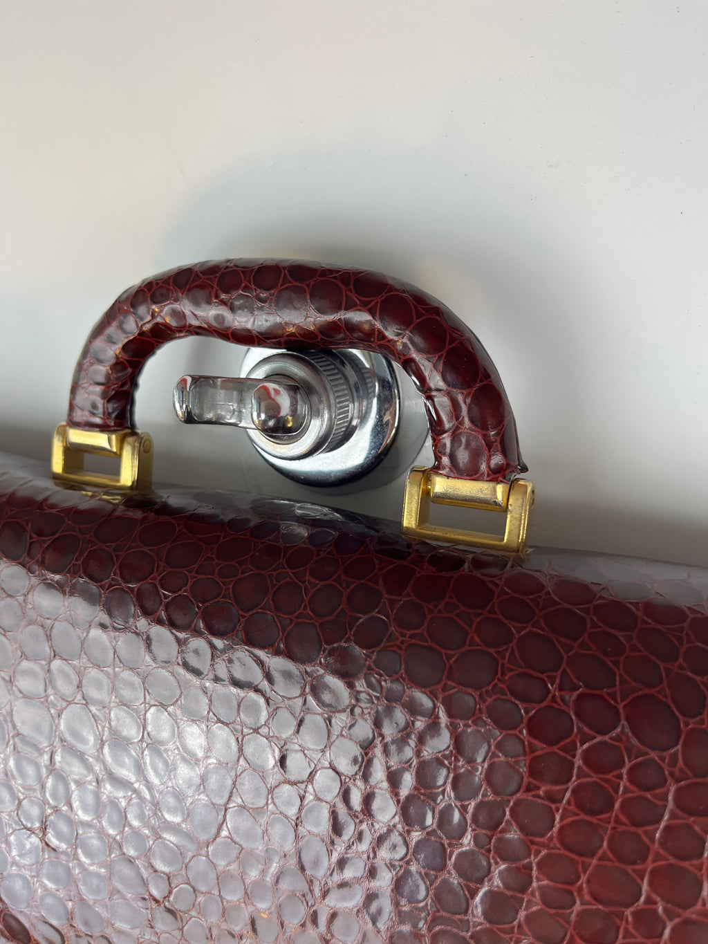 Borsa Vintage Bordeaux Effetto Coccodrillo