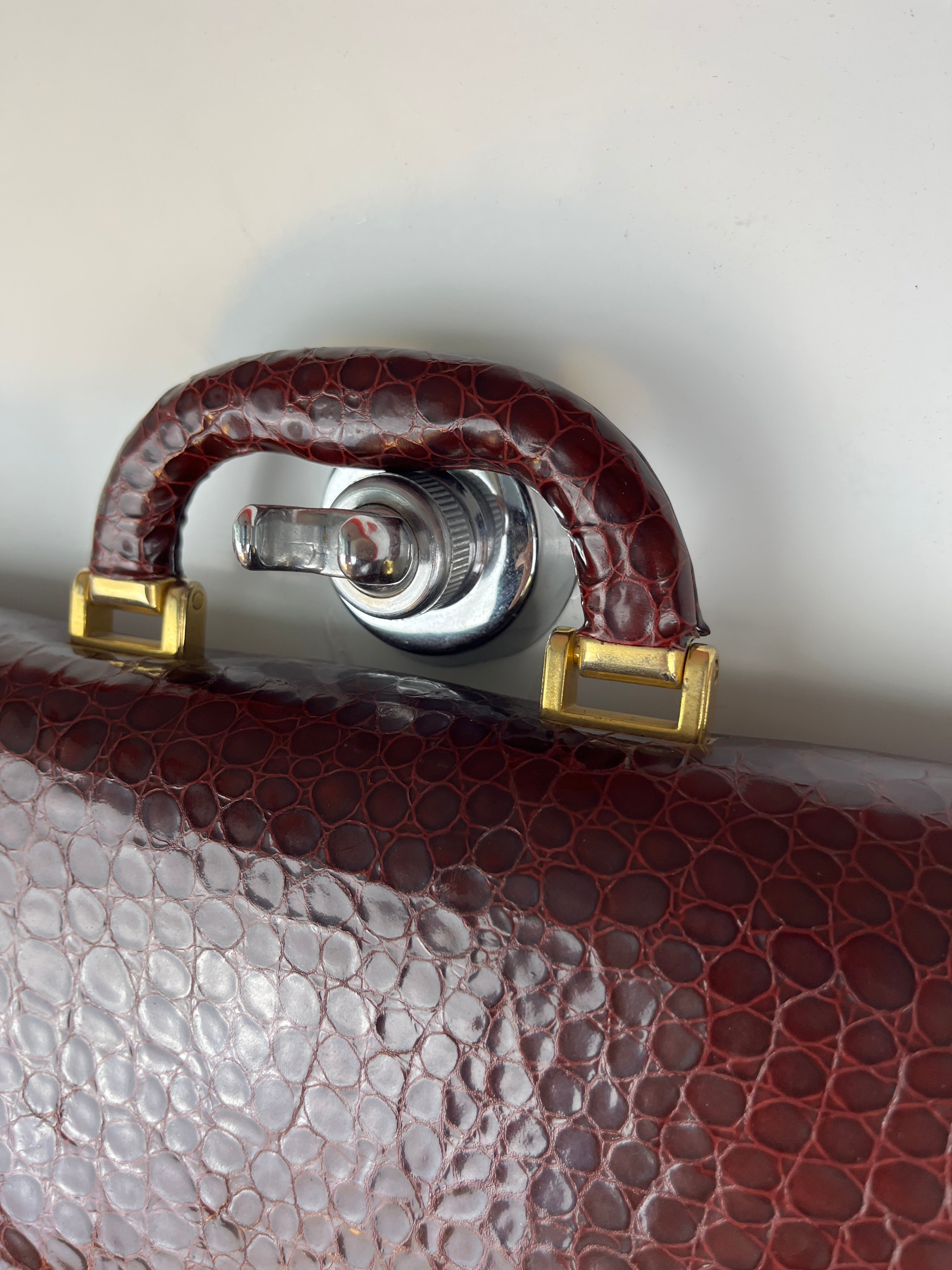 Borsa Vintage Bordeaux Effetto Coccodrillo