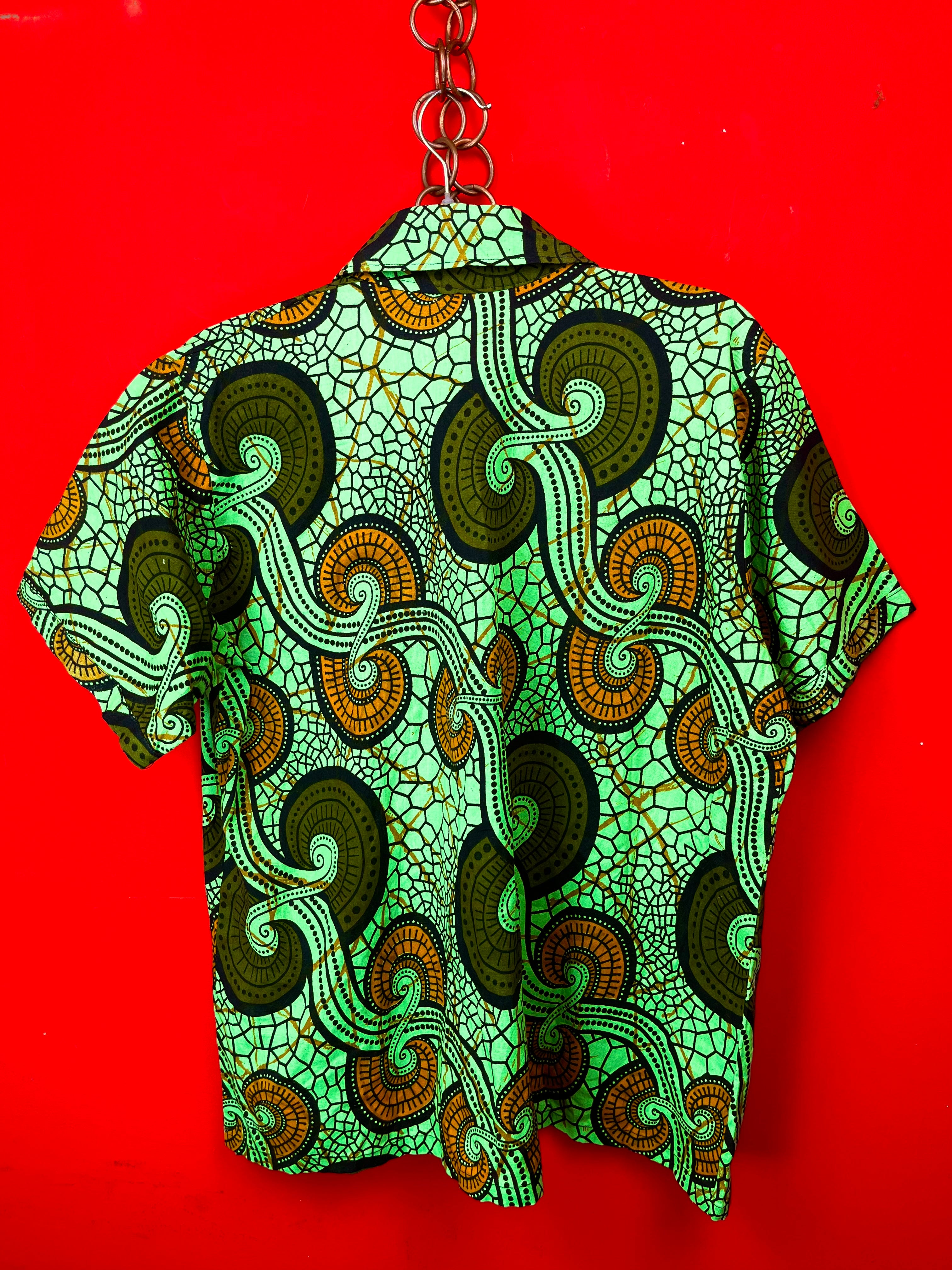 Camicia Vintage in Tessuto Africano Originale Wax Print
