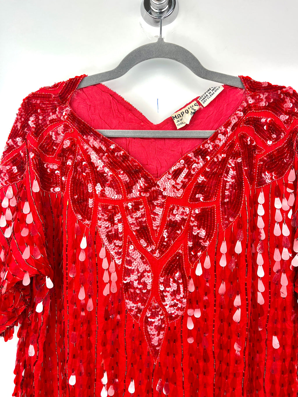 Vintage Red Silk Sequin Top – Marquis by Jean Bernard