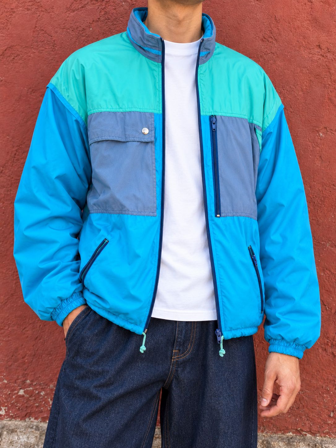 Giacca vintage Colmar Spacerace – azzurro e verde acqua