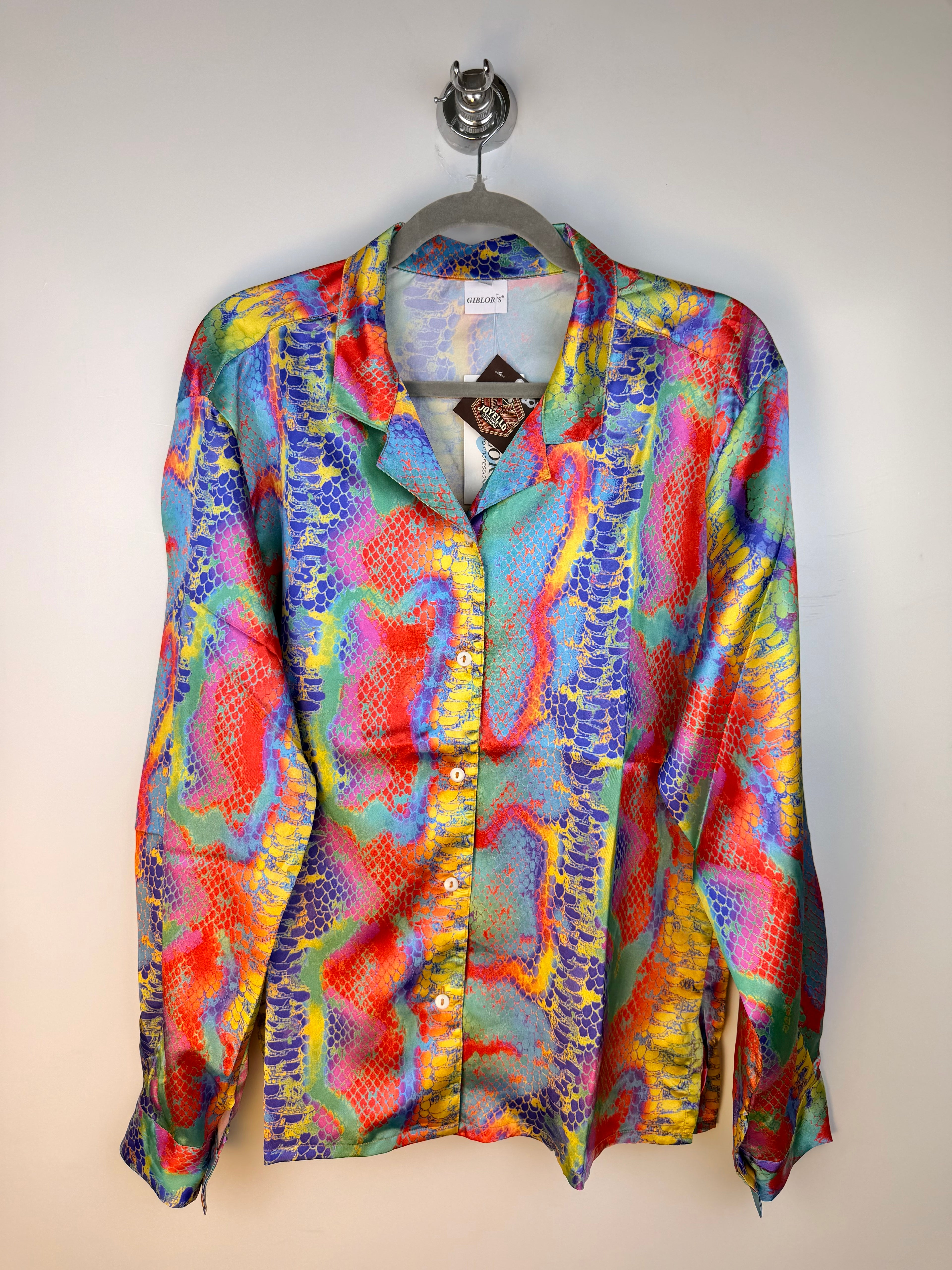 Camicia vintage Giblor’s multicolor effetto pitone anni ’90 – XL