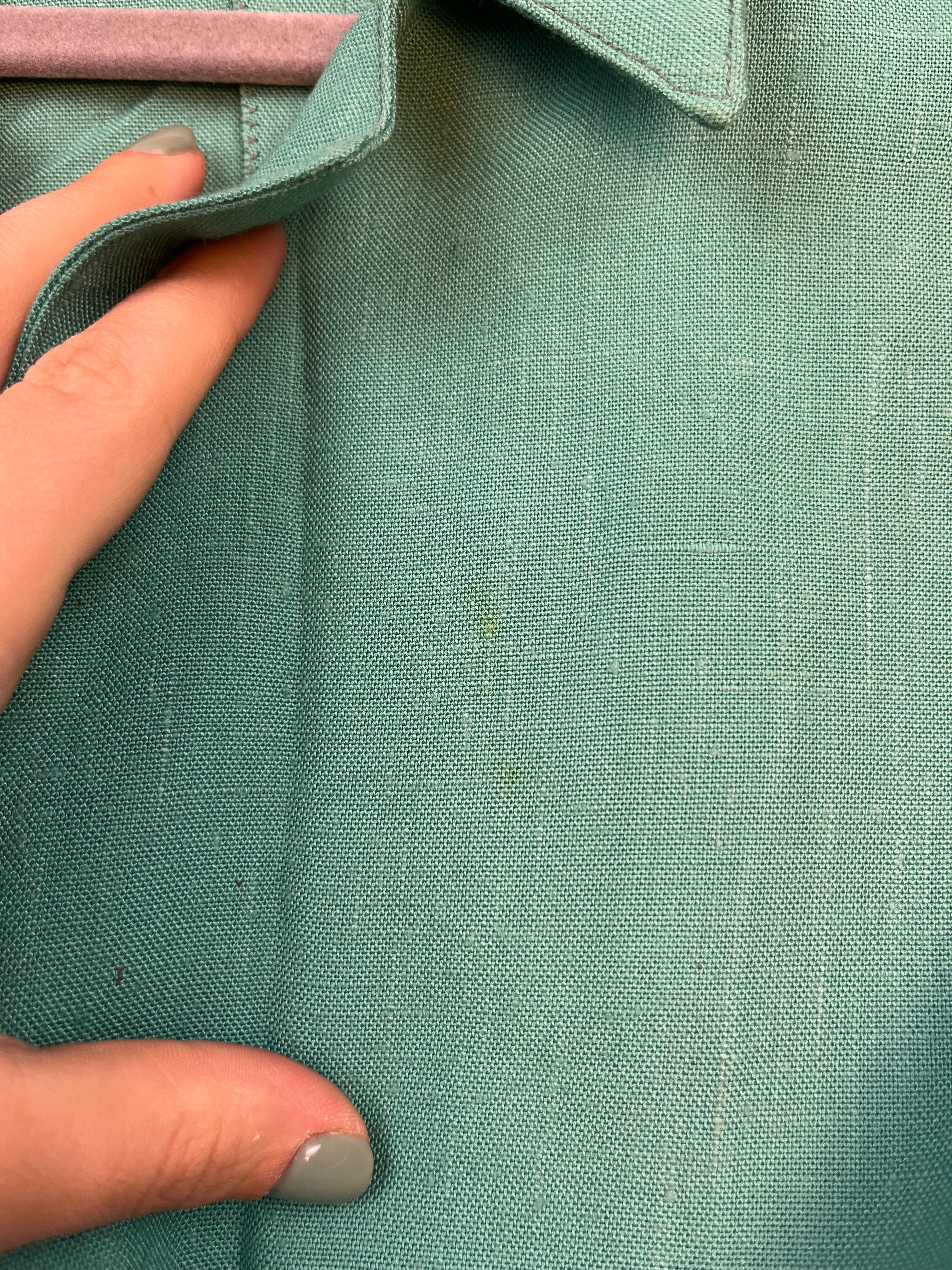 Vintage Linen Cropped Blazer – Emerald Green