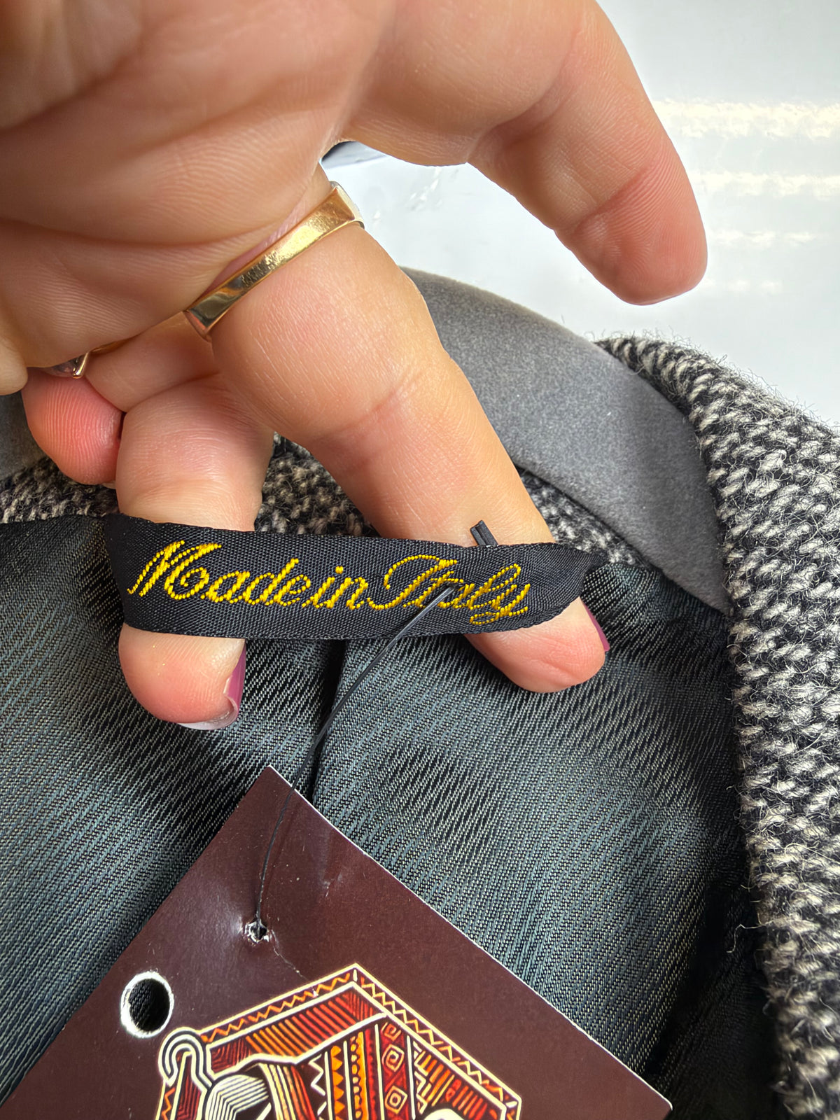 Blazer vintage in tweed grigio in pura lana vergine – Taglia 52