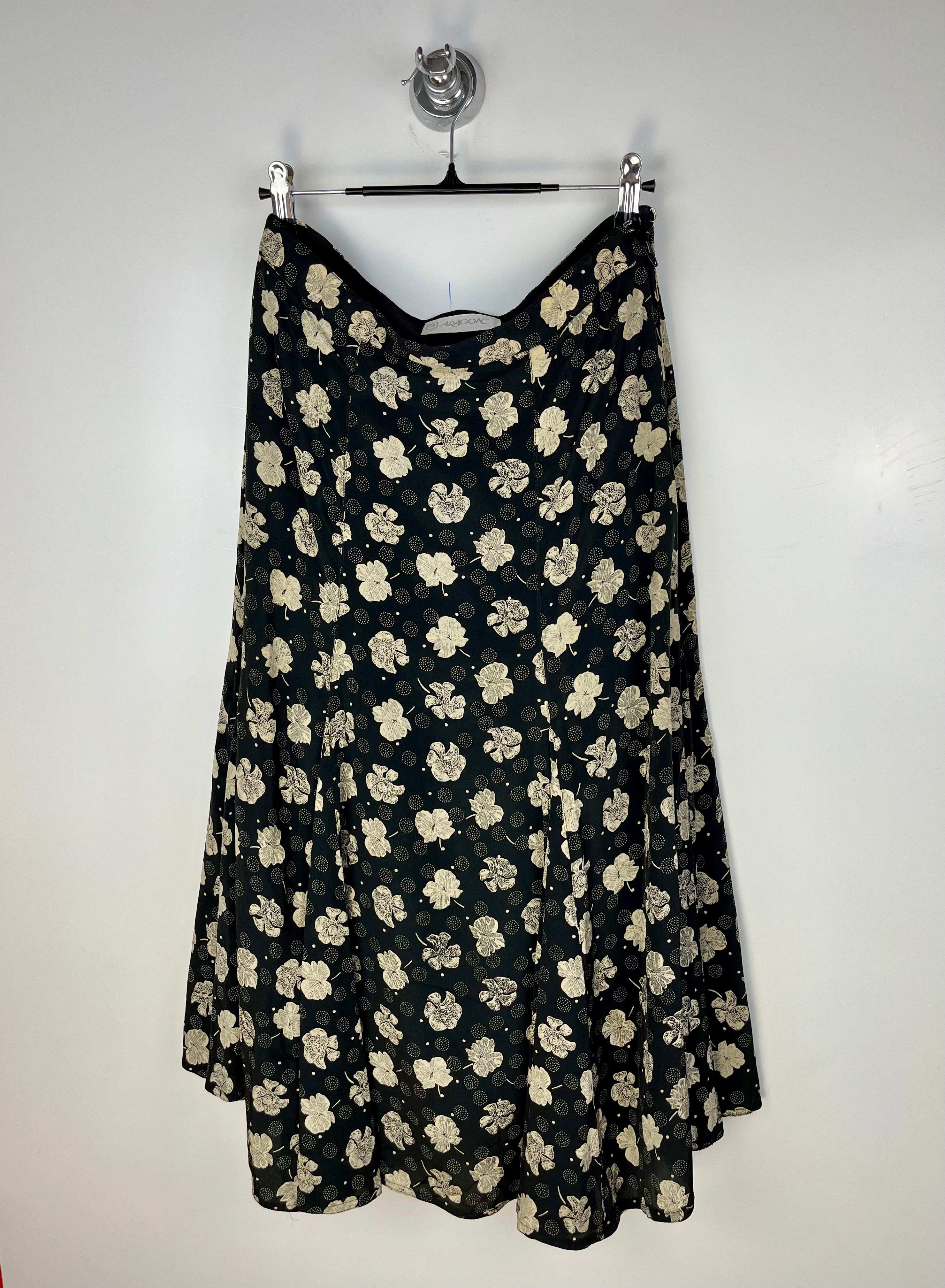 Gonna Vintage Made in Italy Misto Seta Fantasia Floreale