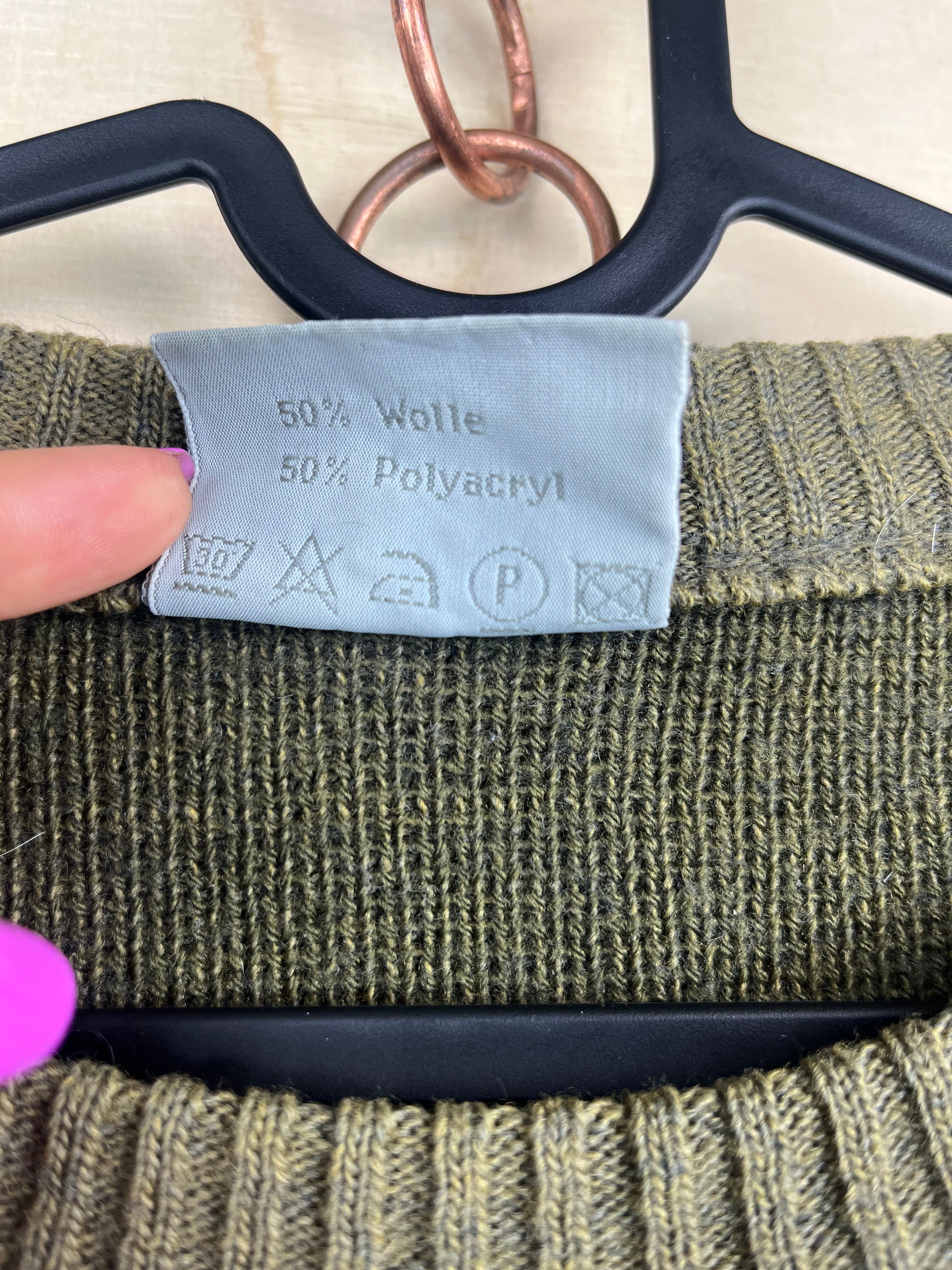 Vintage Golf Embroidered Sweater Green Wool Blend Oversized Crewneck