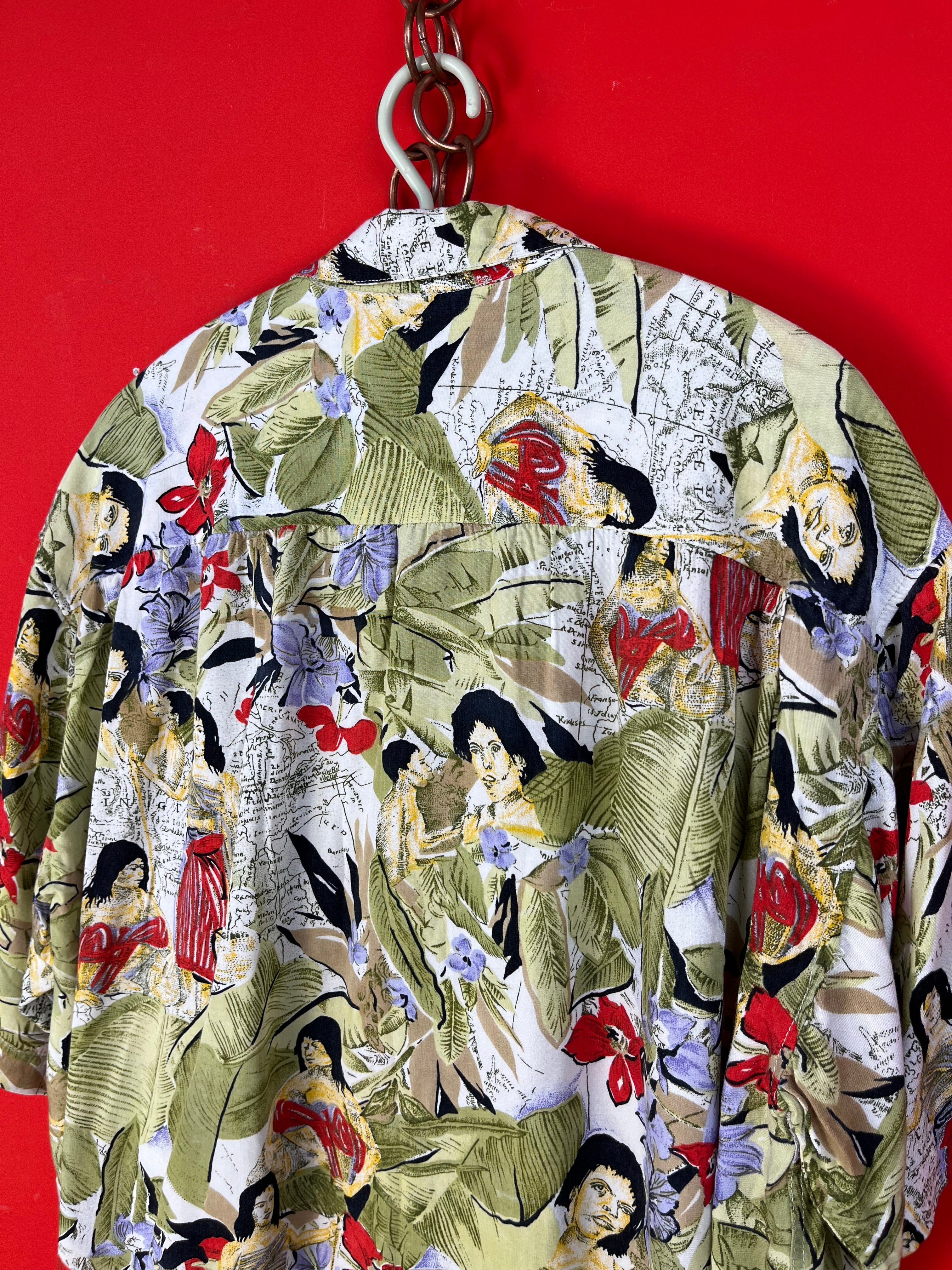 Camicia vintage tropicale in viscosa