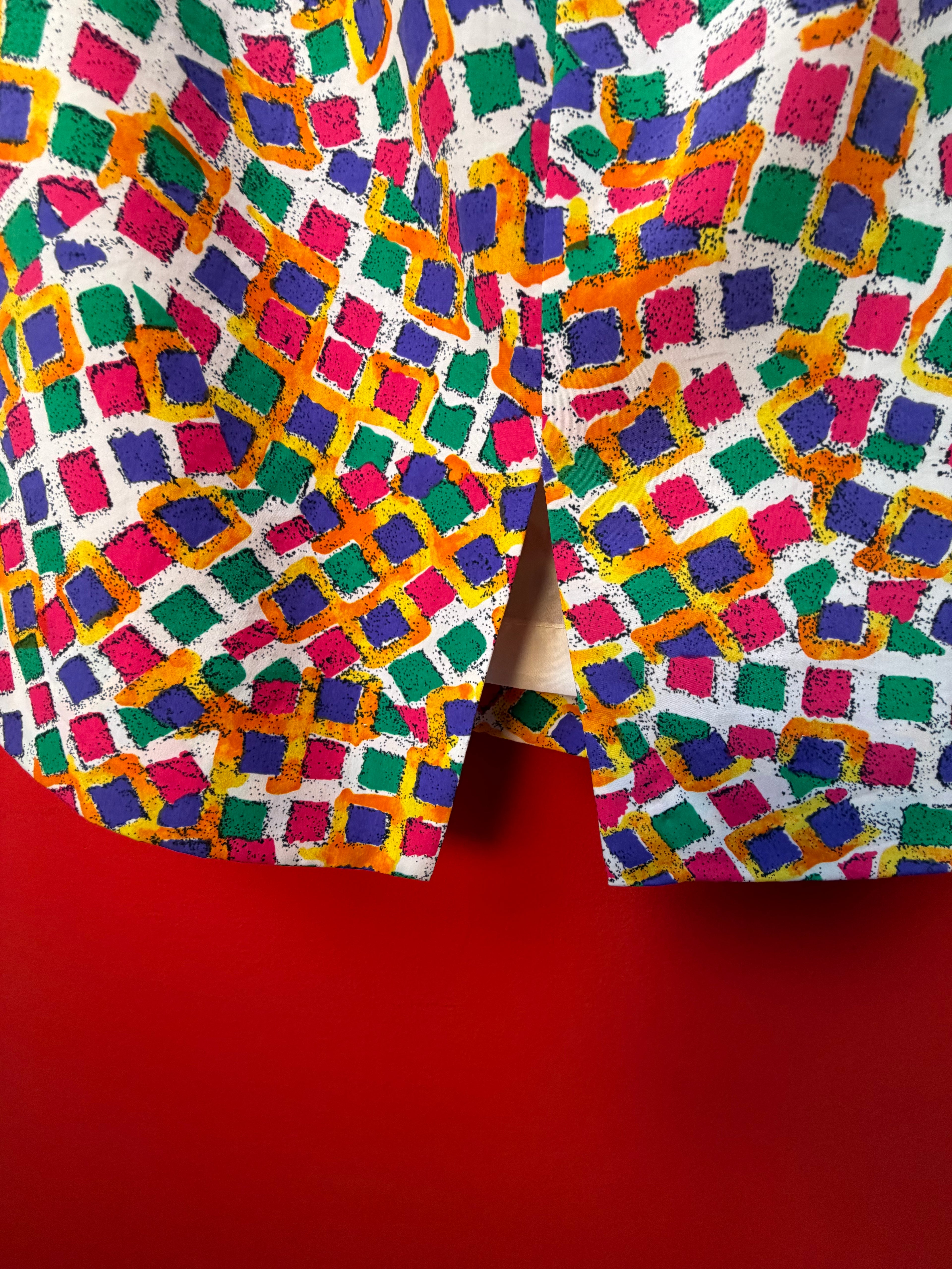 Vintage 80s Geometric Peplum Jacket & Skirt Set