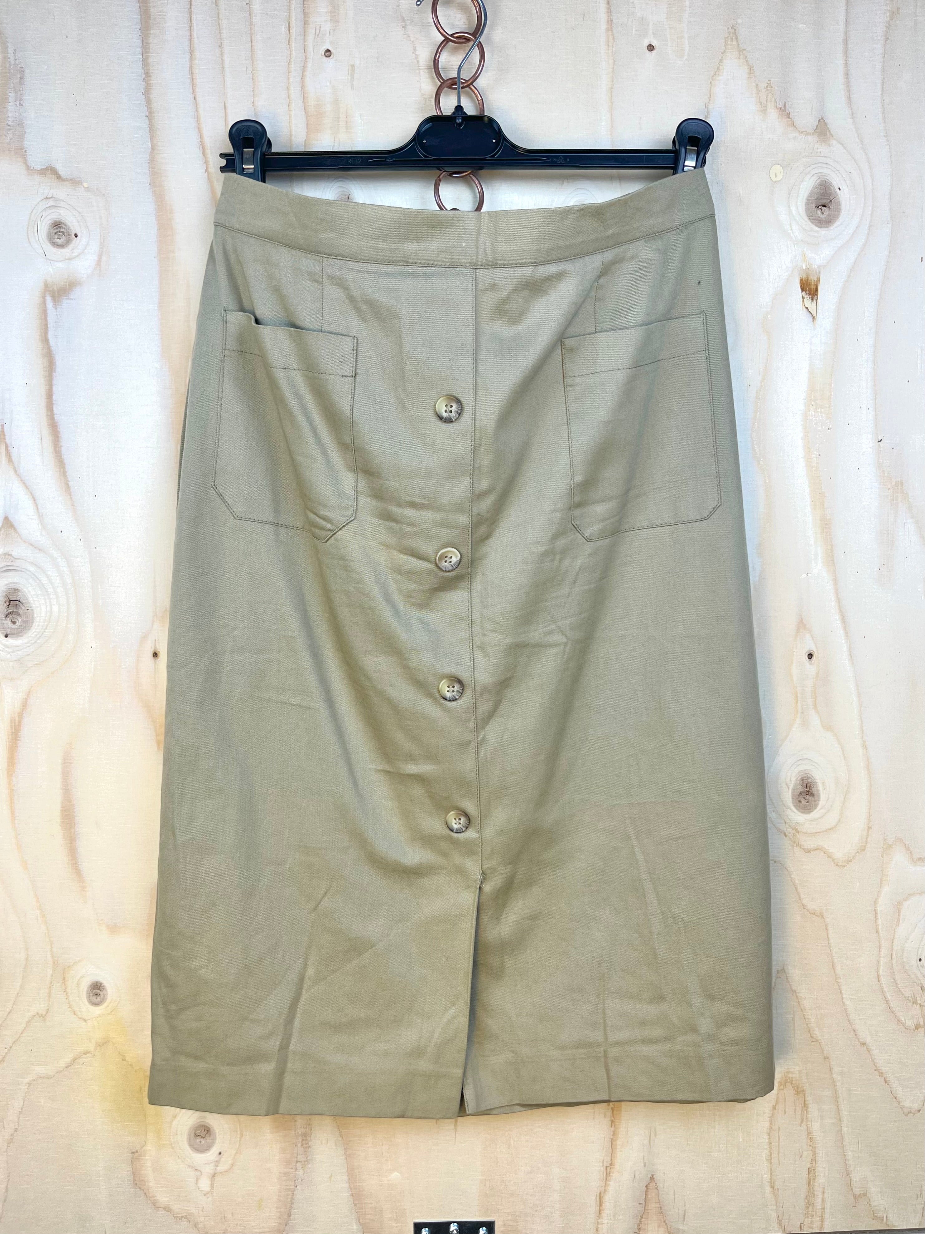 Gonna vintage beige midi in cotone minimal anni 90