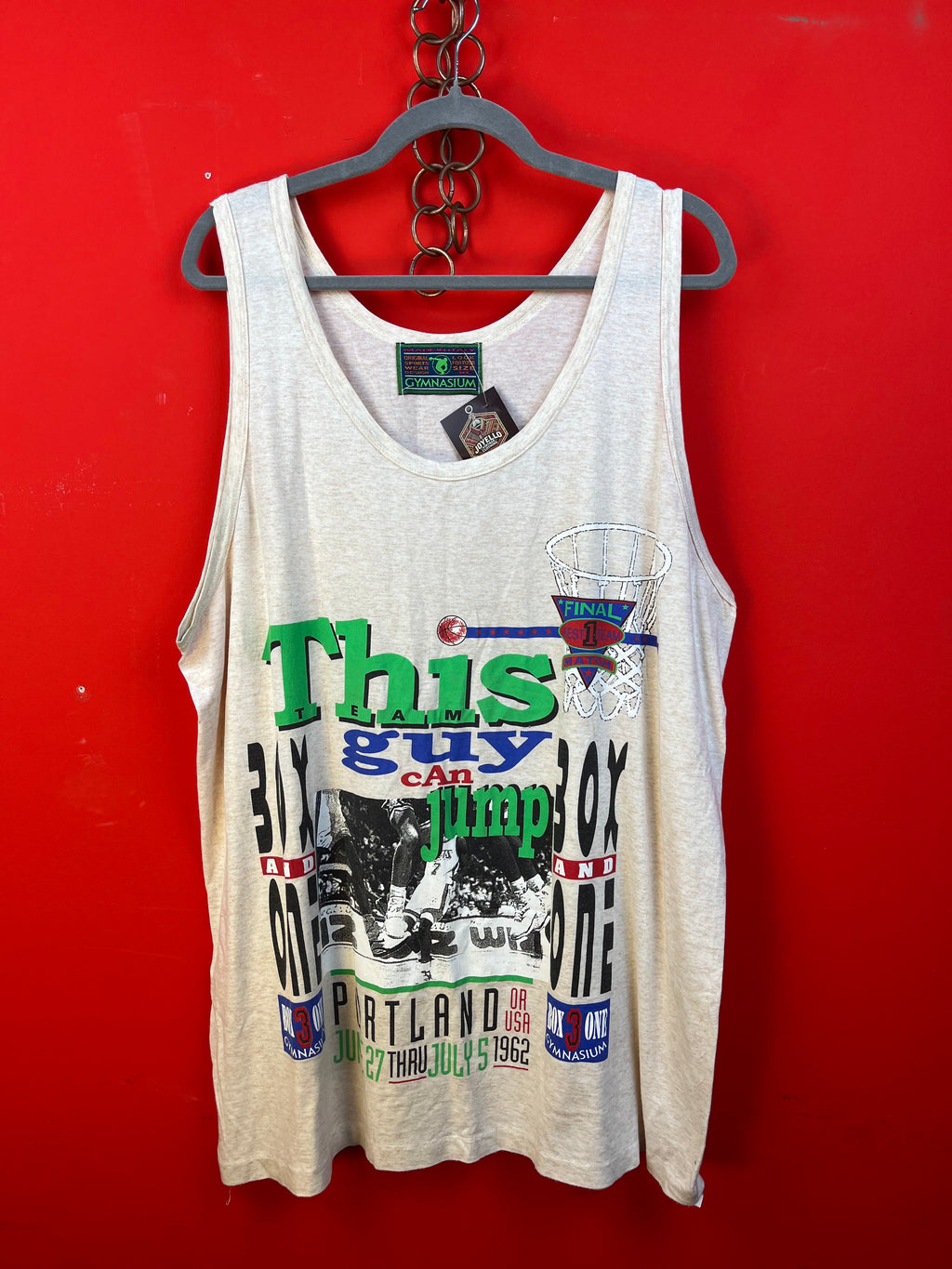 Vintage 90s Basketball Graphic Tank Top Made in Italy