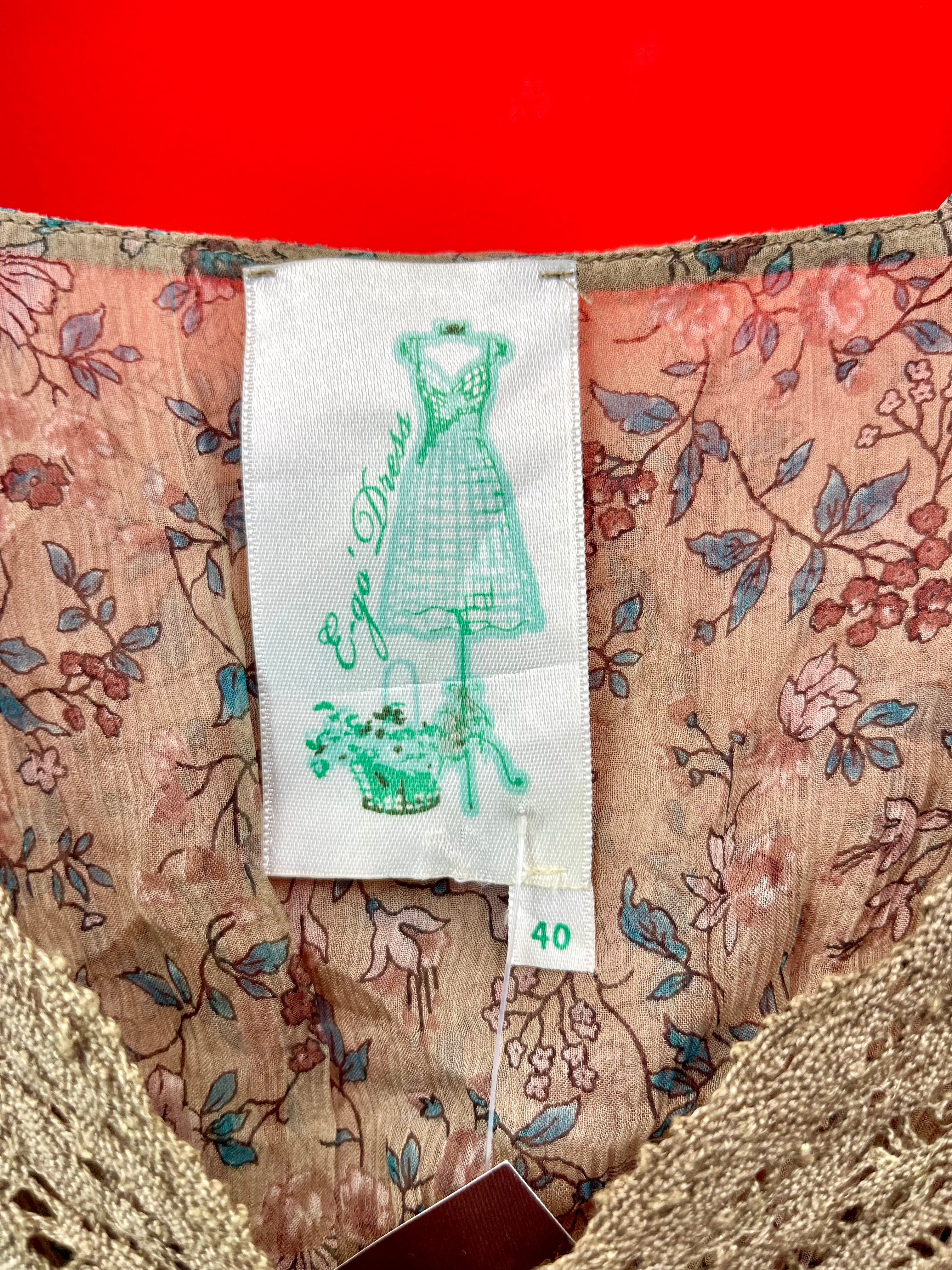 Vestito Vintage Floreale in Seta Made in Italy