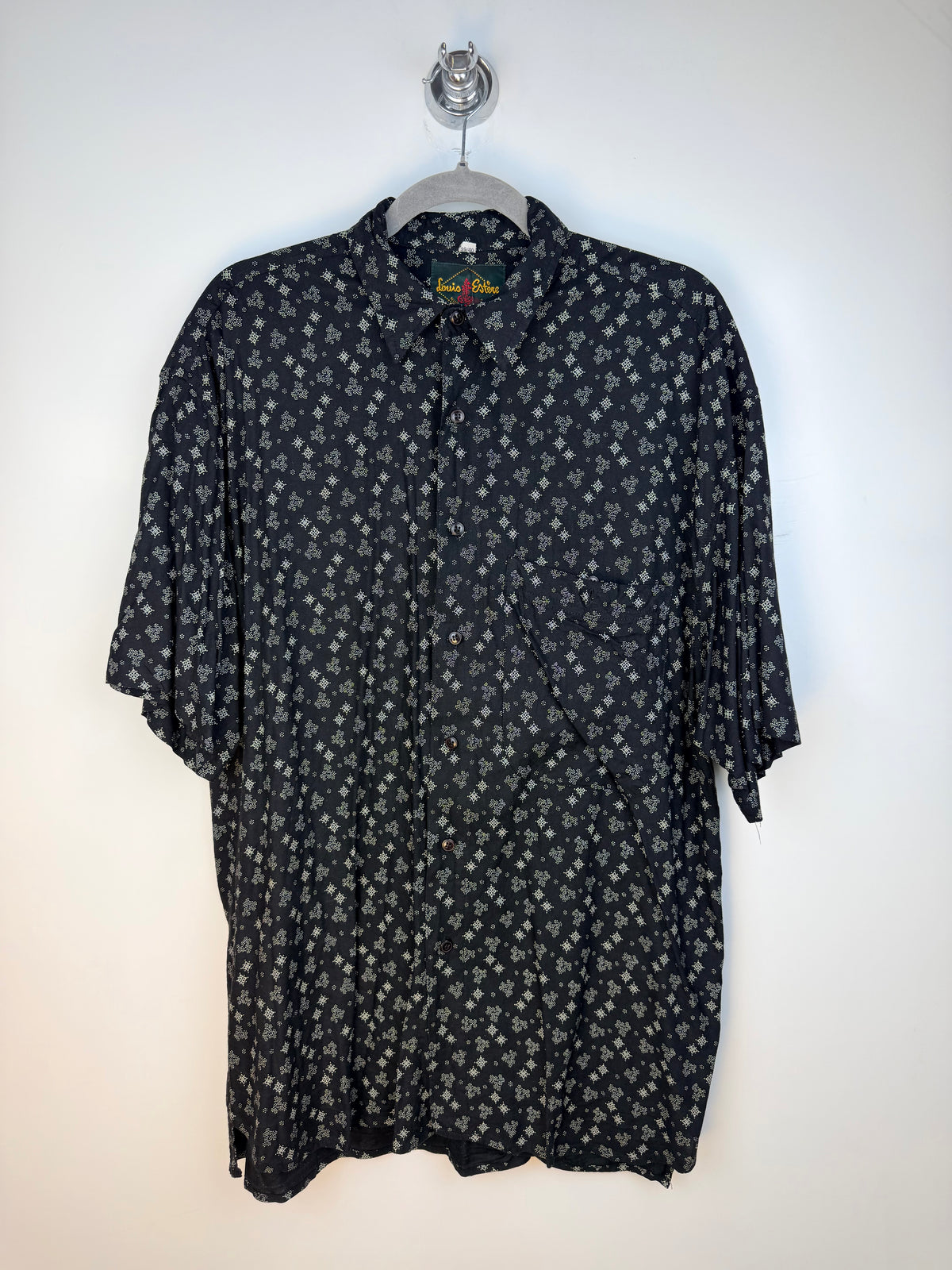 Camicia vintage anni ’90 nera con stampa geometrica