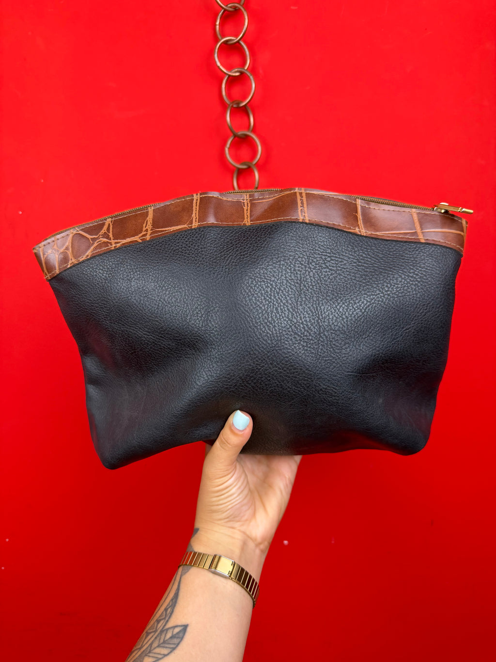 Vintage Gianfranco GV/GFV Clutch Bag Black & Brown
