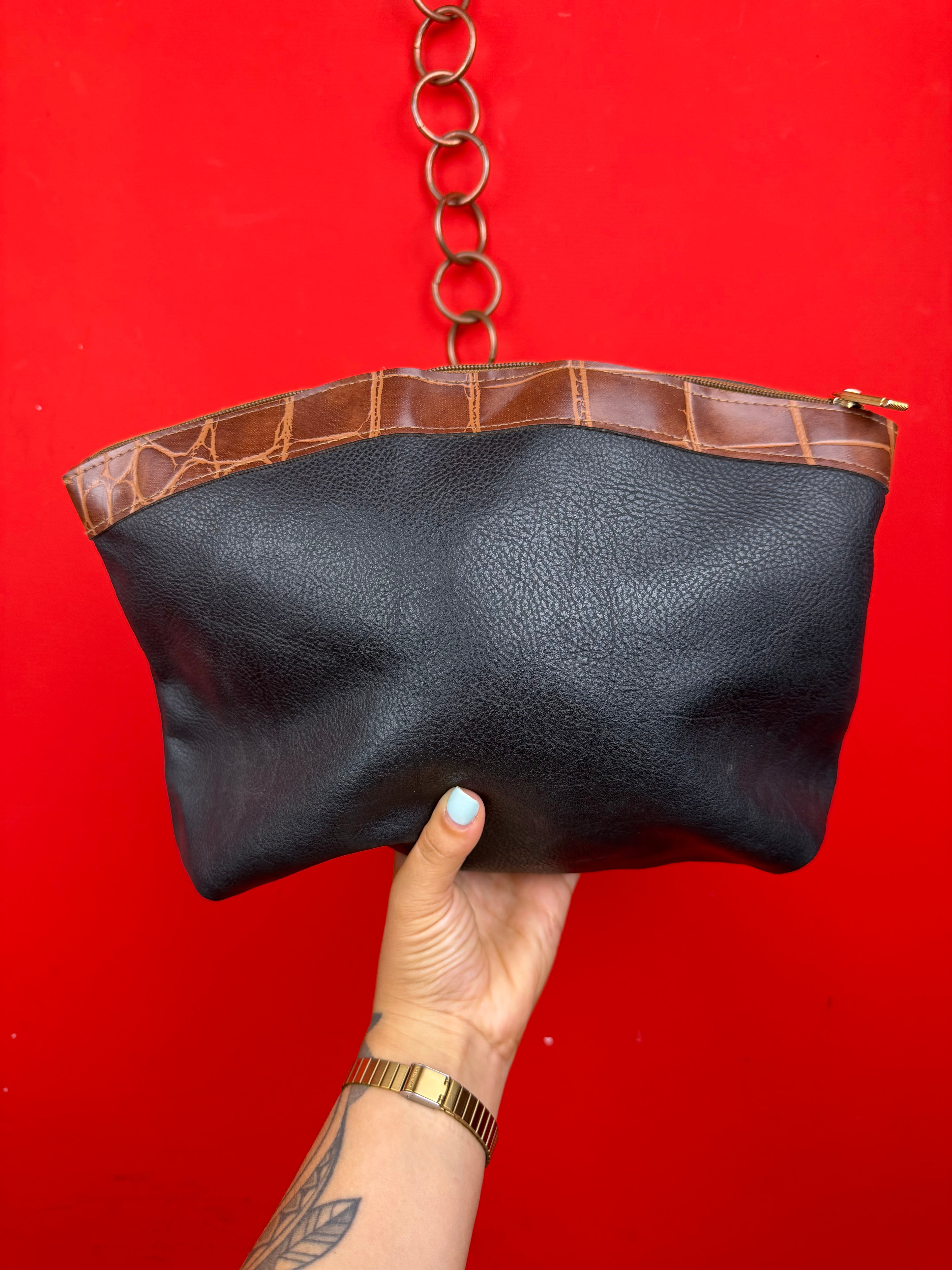 Vintage Gianfranco GV/GFV Clutch Bag Black & Brown