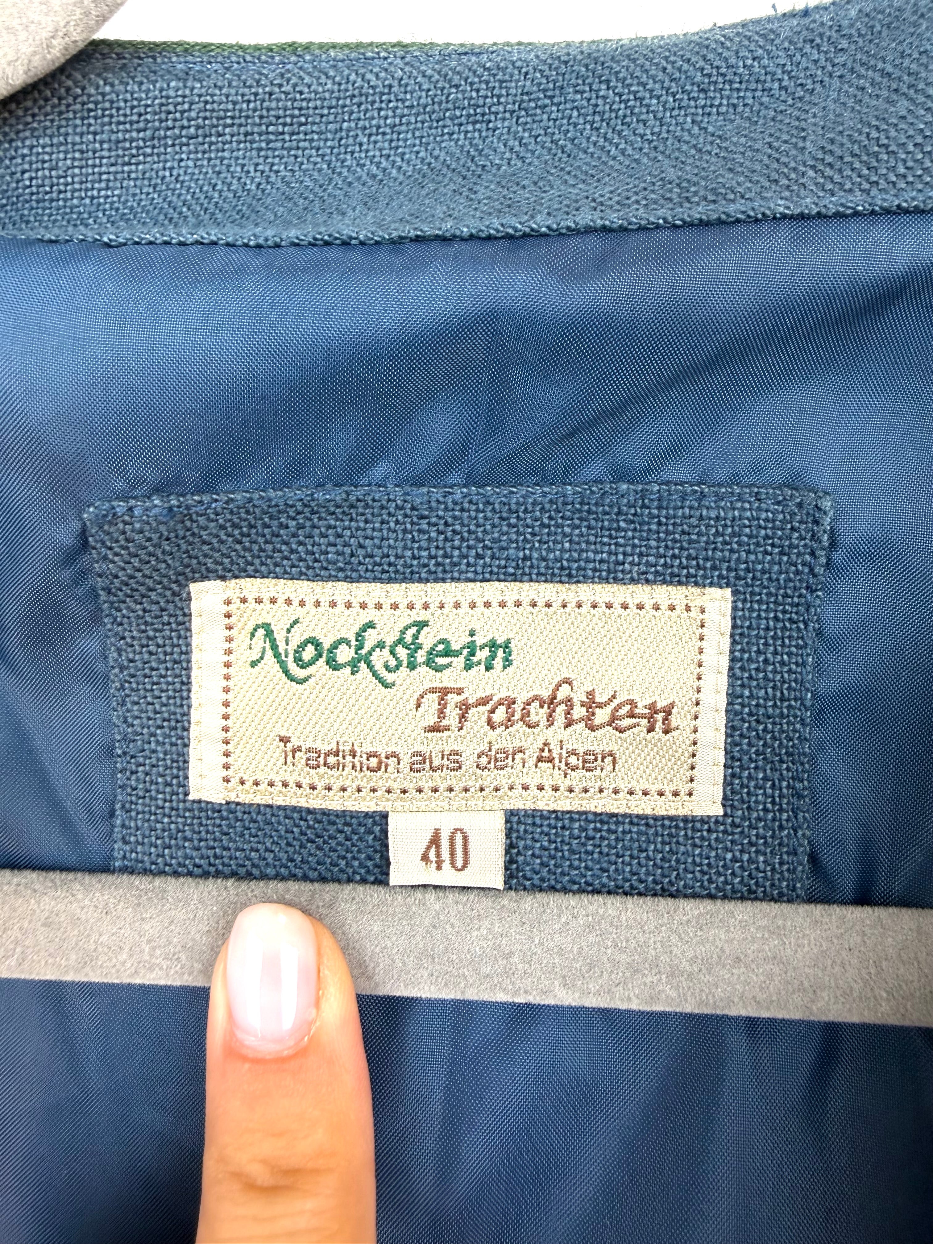 Giacca tirolese vintage in lino 100% Nockstein Trachten con ricami – TG 40
