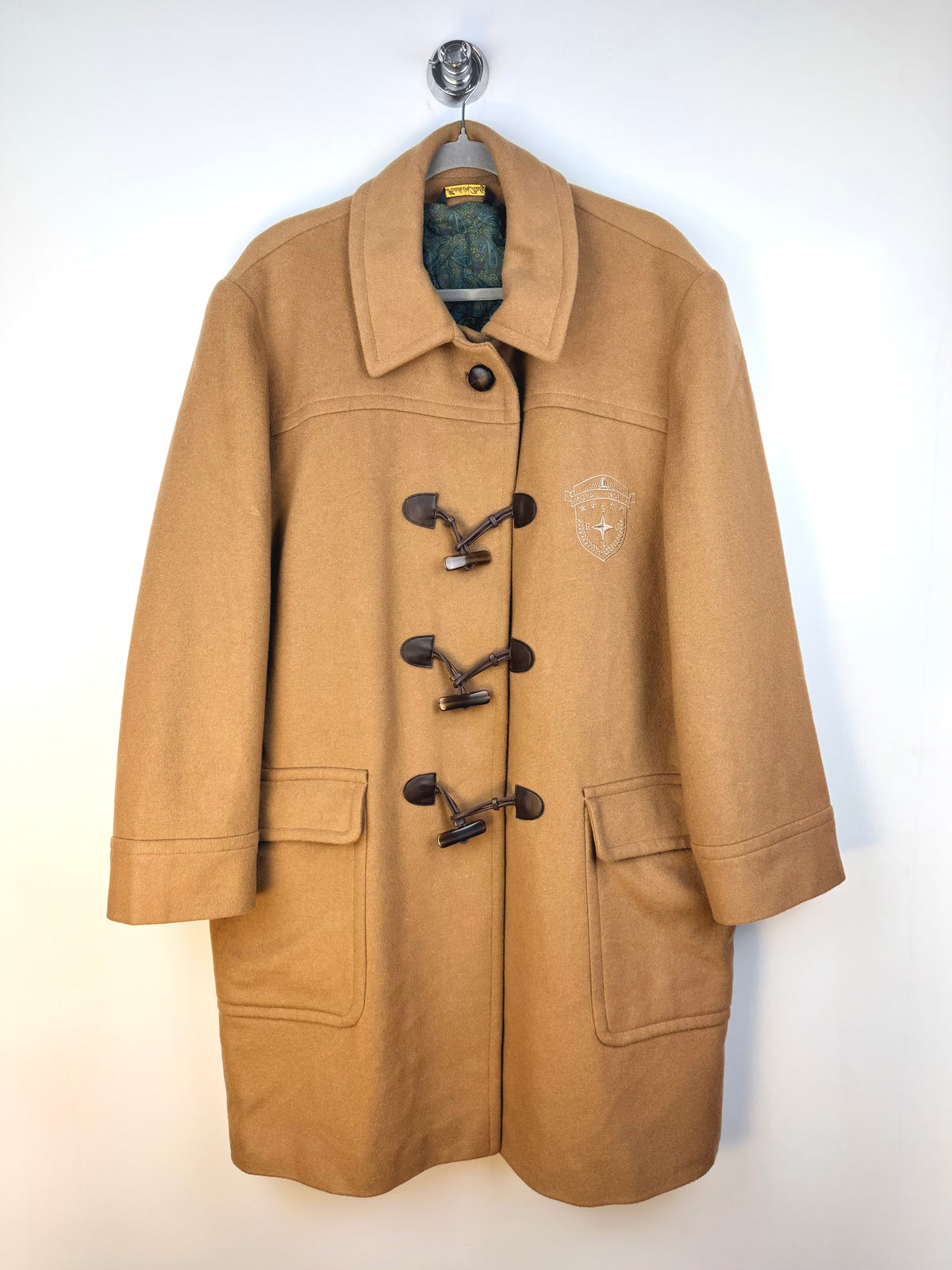 Cappotto vintage cammello in lana e cashmere con alamari