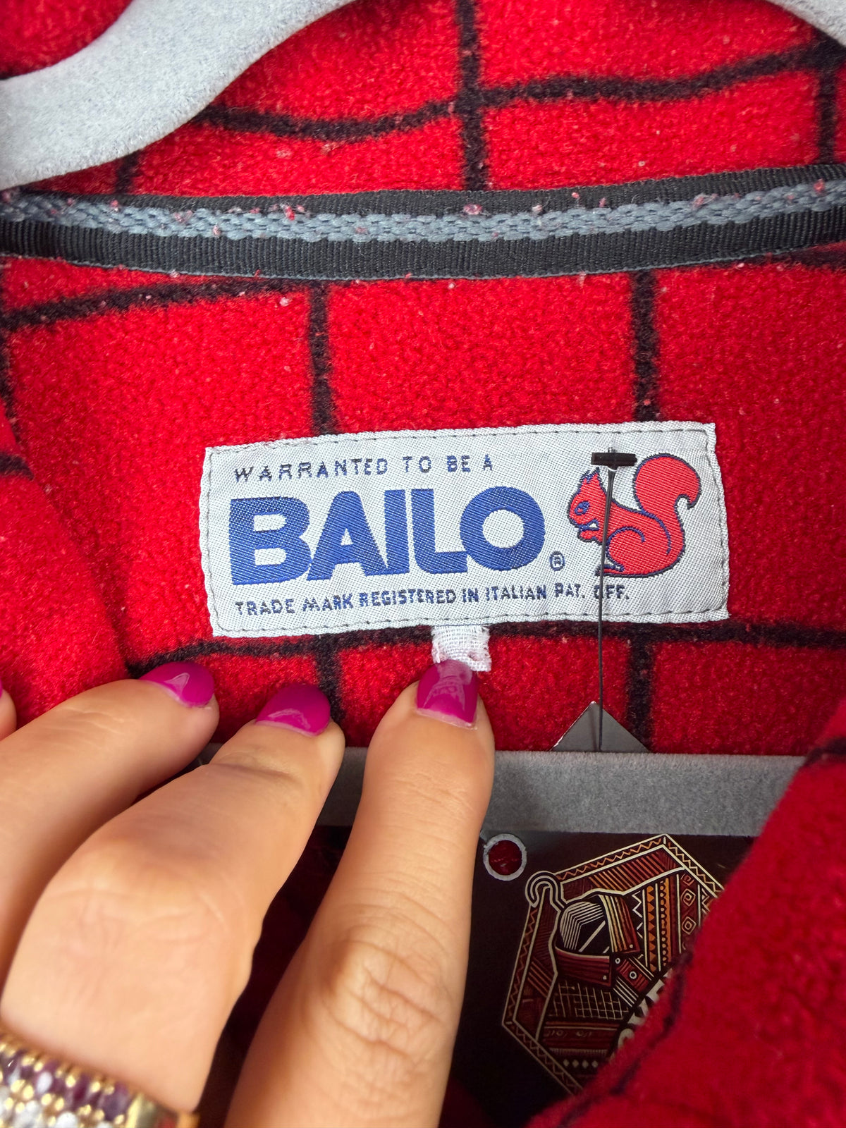 Pile vintage Bailo rosso a griglia