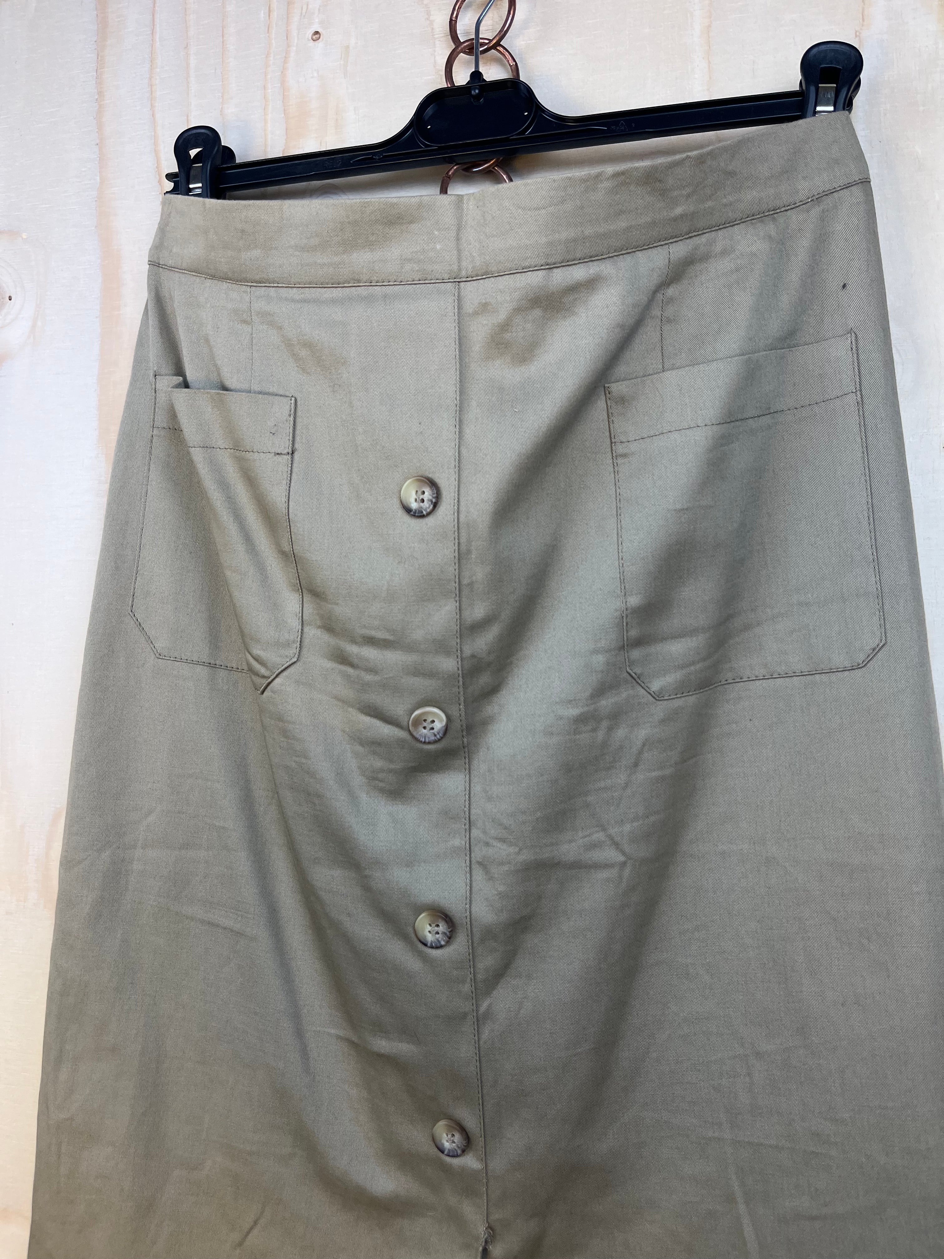 Gonna vintage beige midi in cotone minimal anni 90