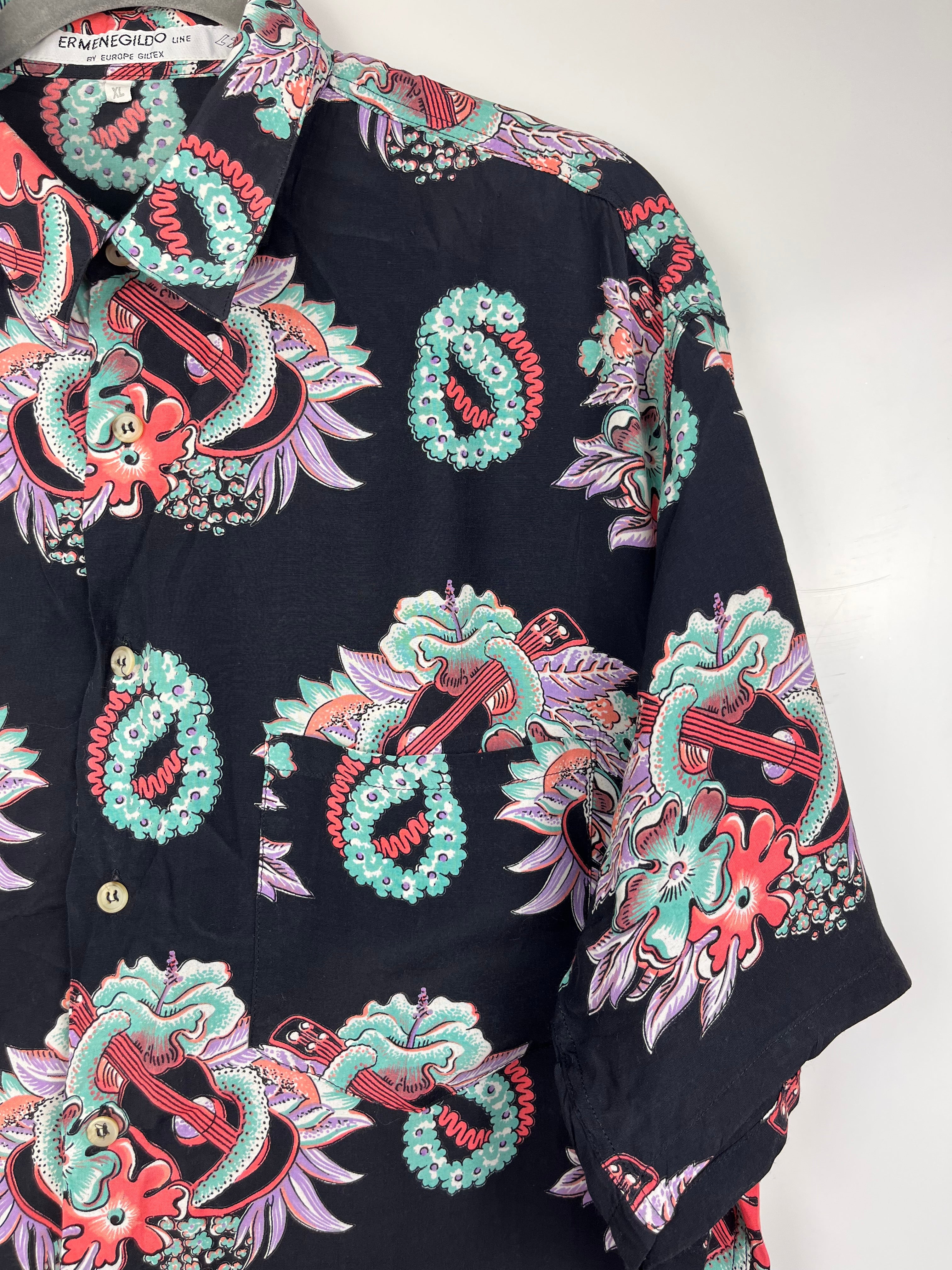 Camicia vintage fantasia astratta navy anni ’90