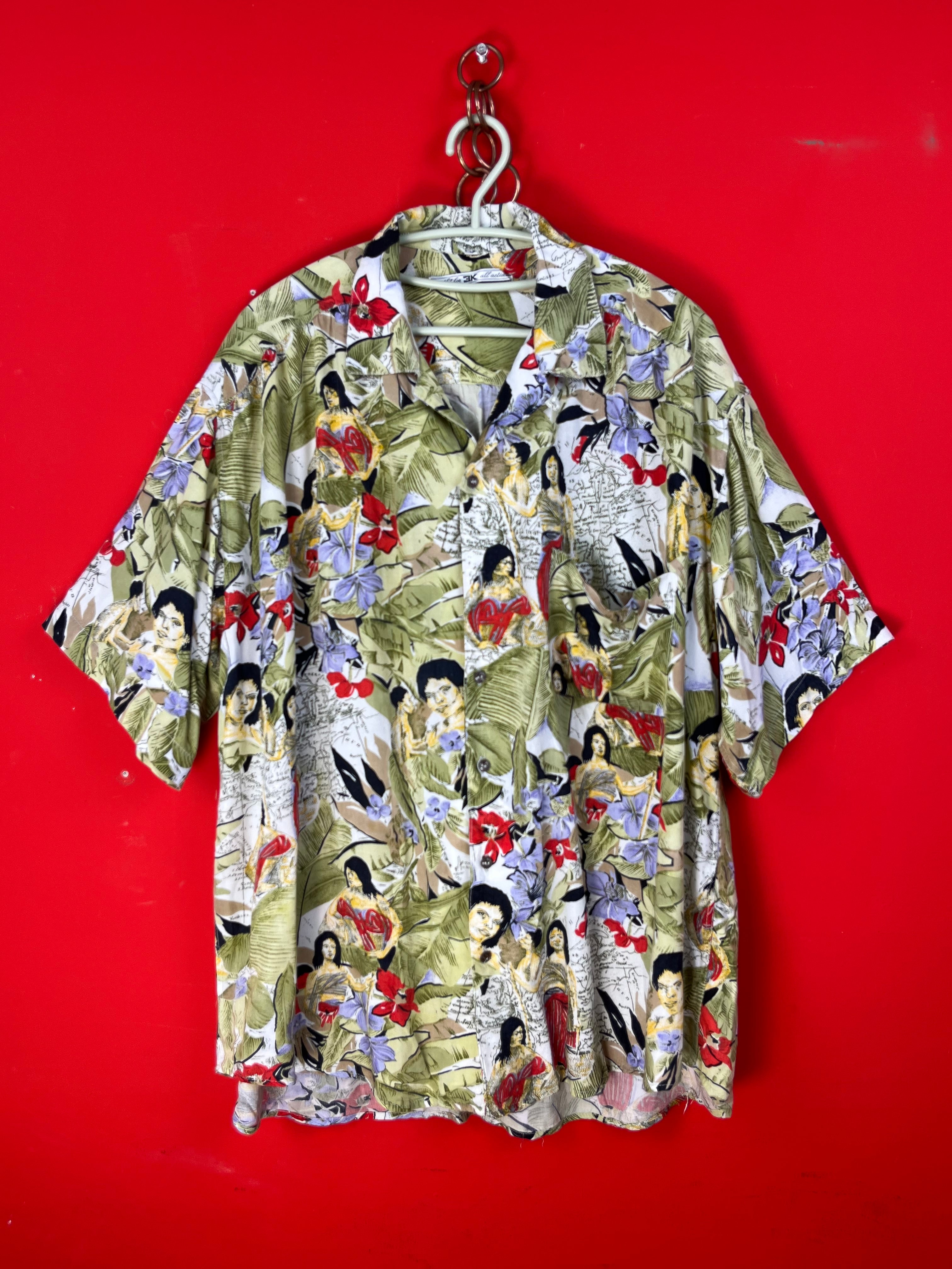 Camicia vintage tropicale in viscosa