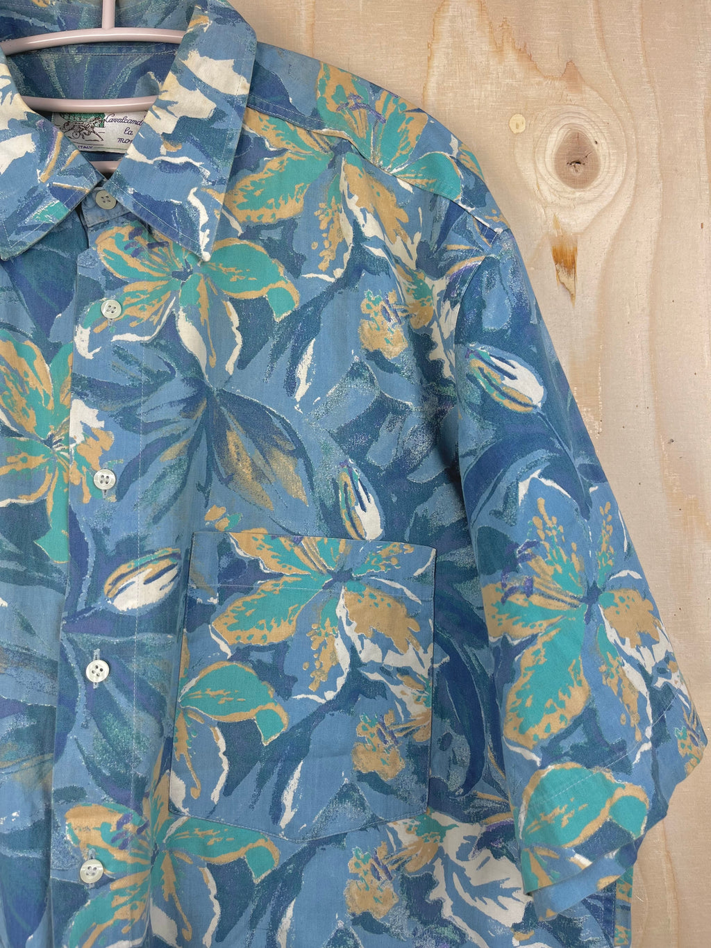 Vintage Blue Floral Cotton Shirt
