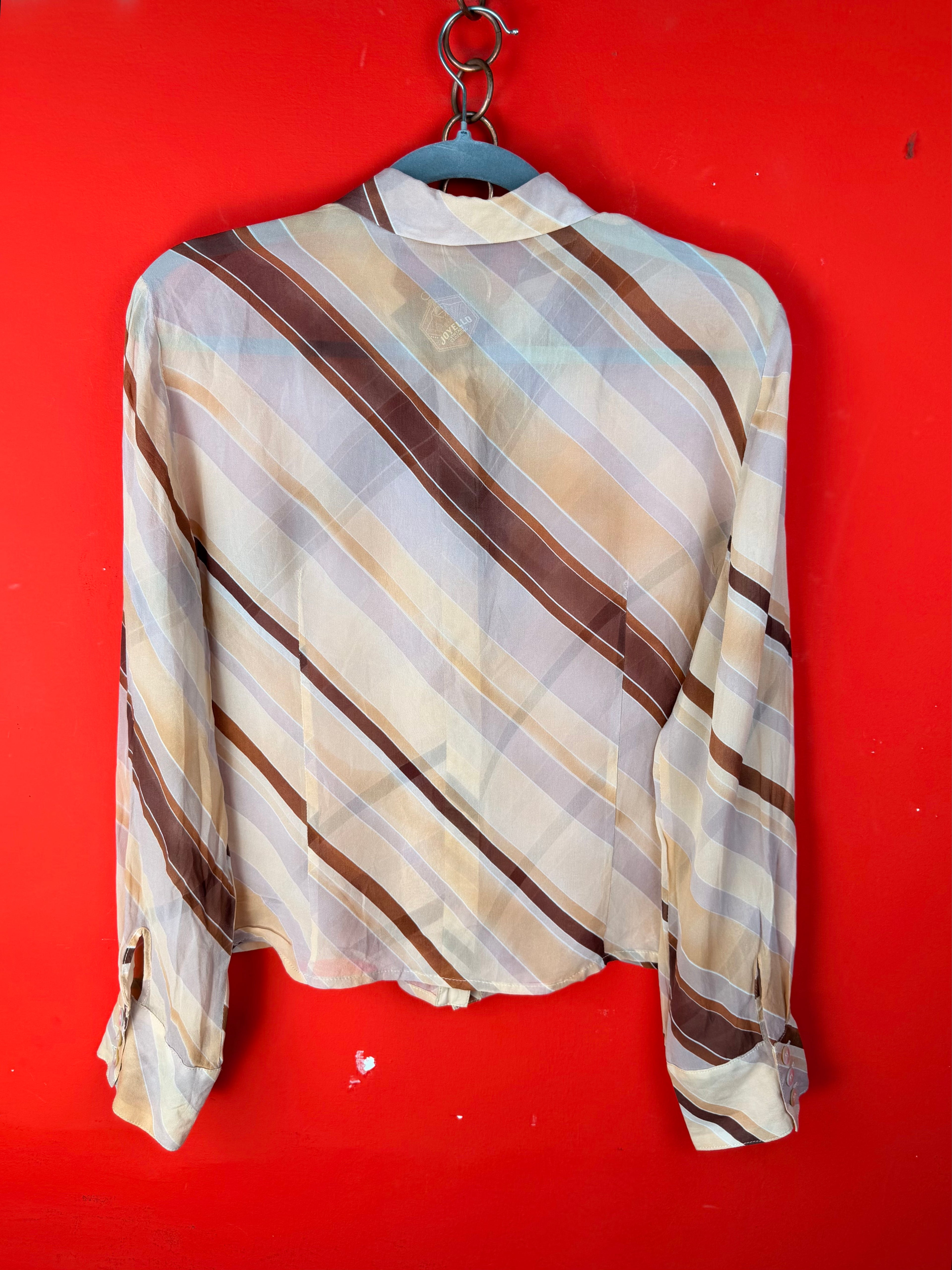 Vintage 100% Silk Striped Blouse – Made in Italy