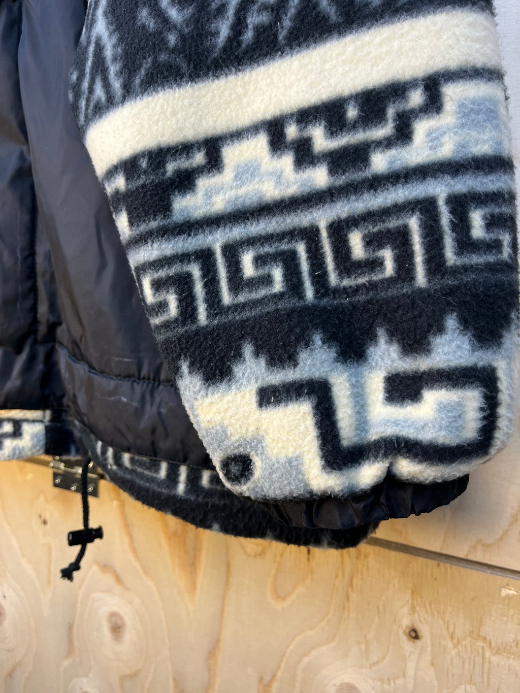 Vintage Aztec Fleece & Quilted Jacket Black Oversize