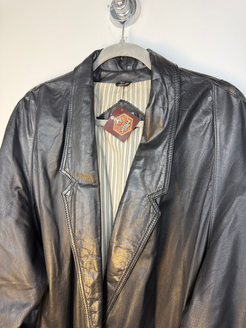 Trench vintage in vera pelle nera LOTUS Fashion anni ’90