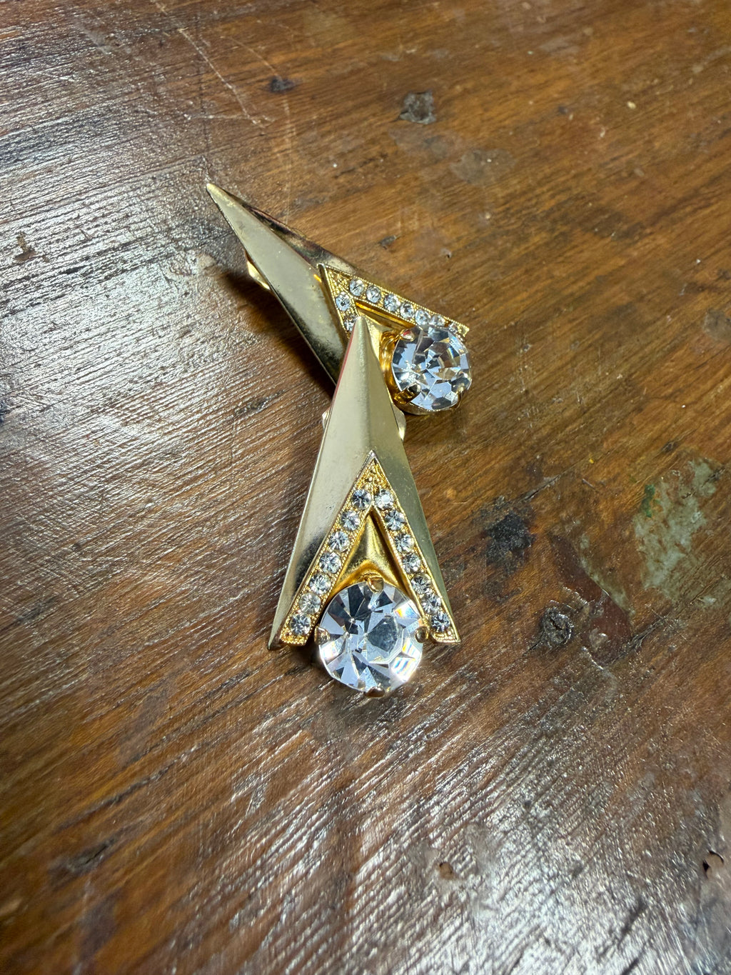 Orecchini vintage a clip dorati con strass