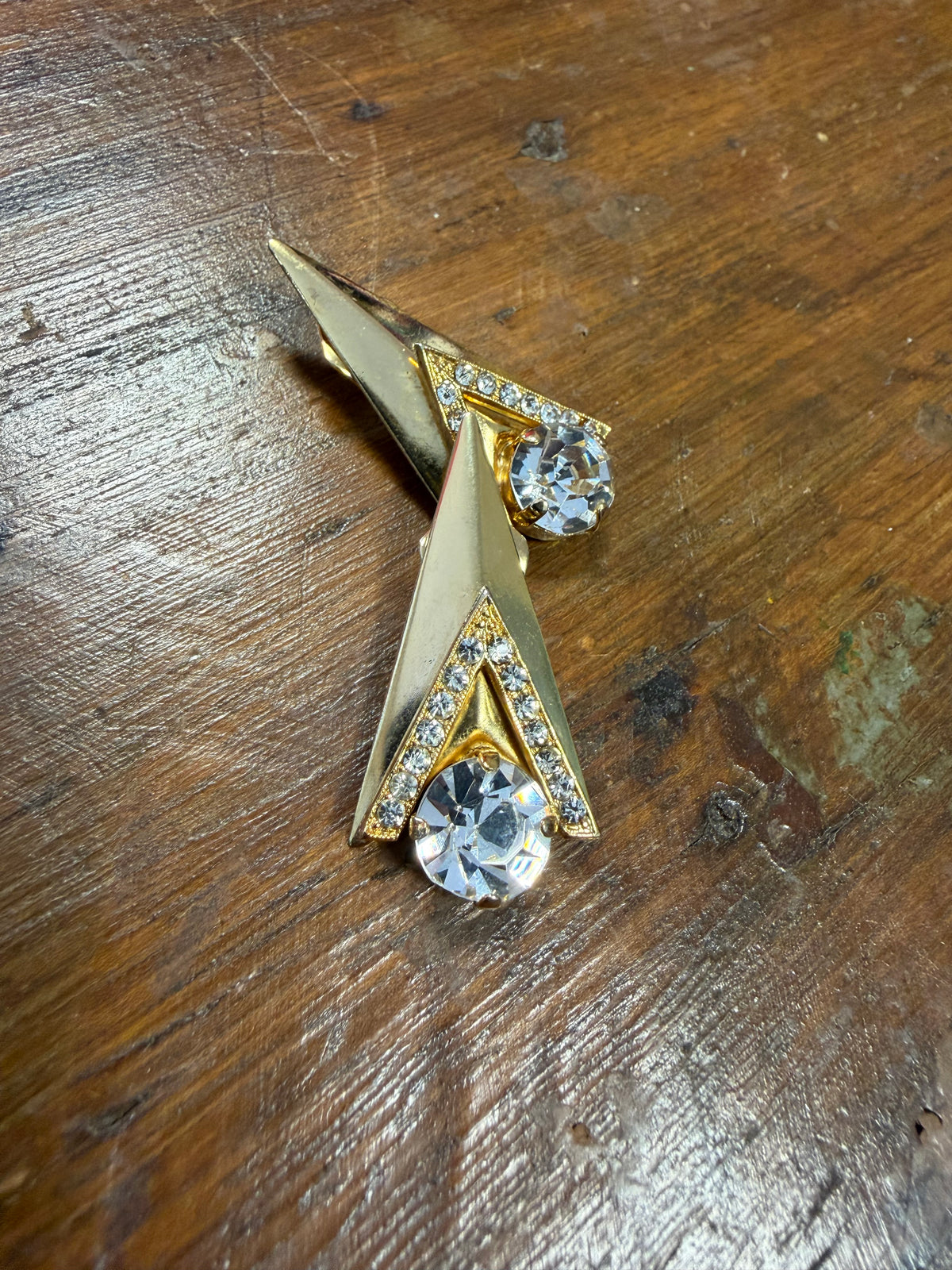 Orecchini vintage a clip dorati con strass