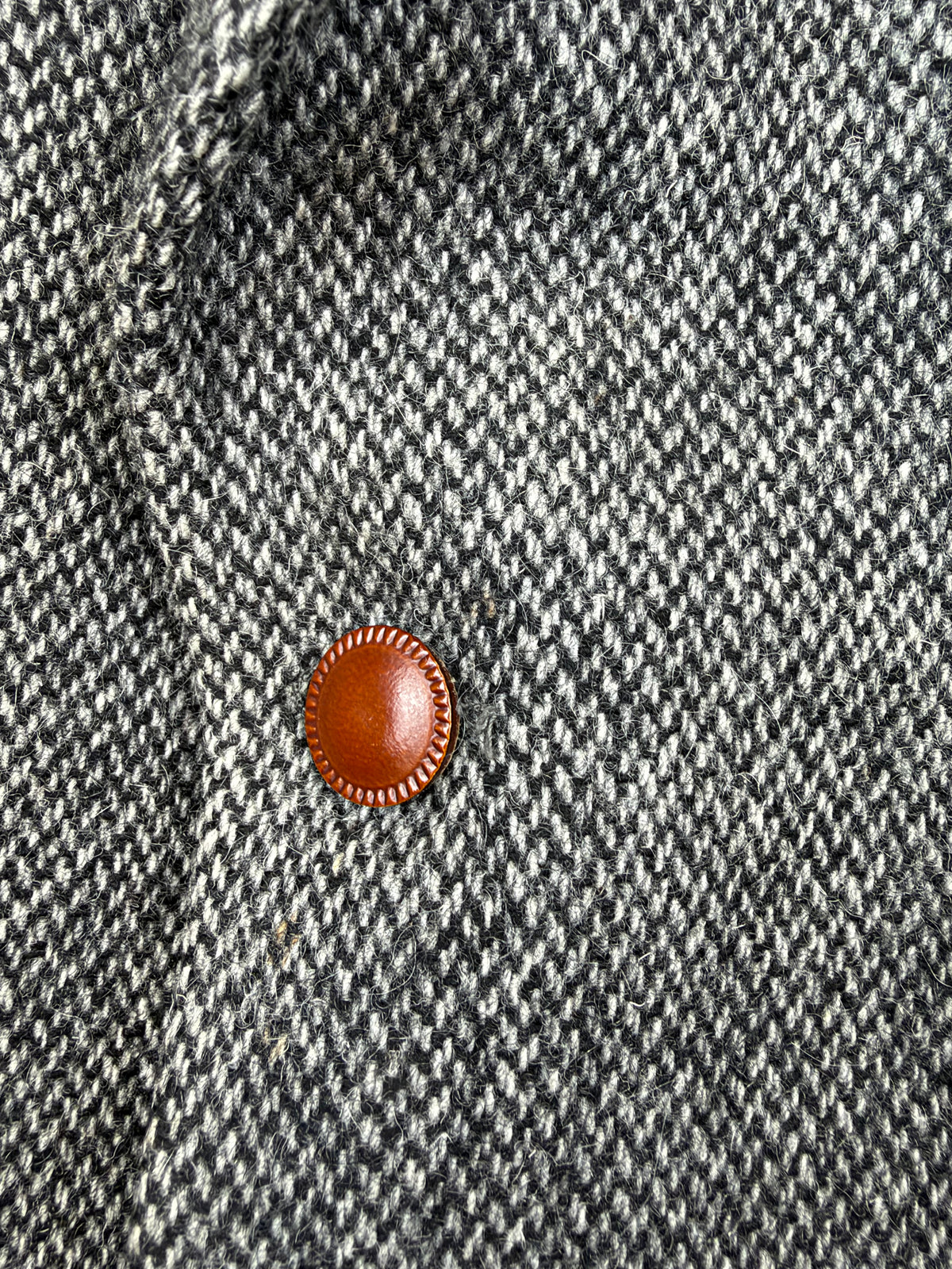 Blazer vintage in tweed grigio in pura lana vergine – Taglia 52