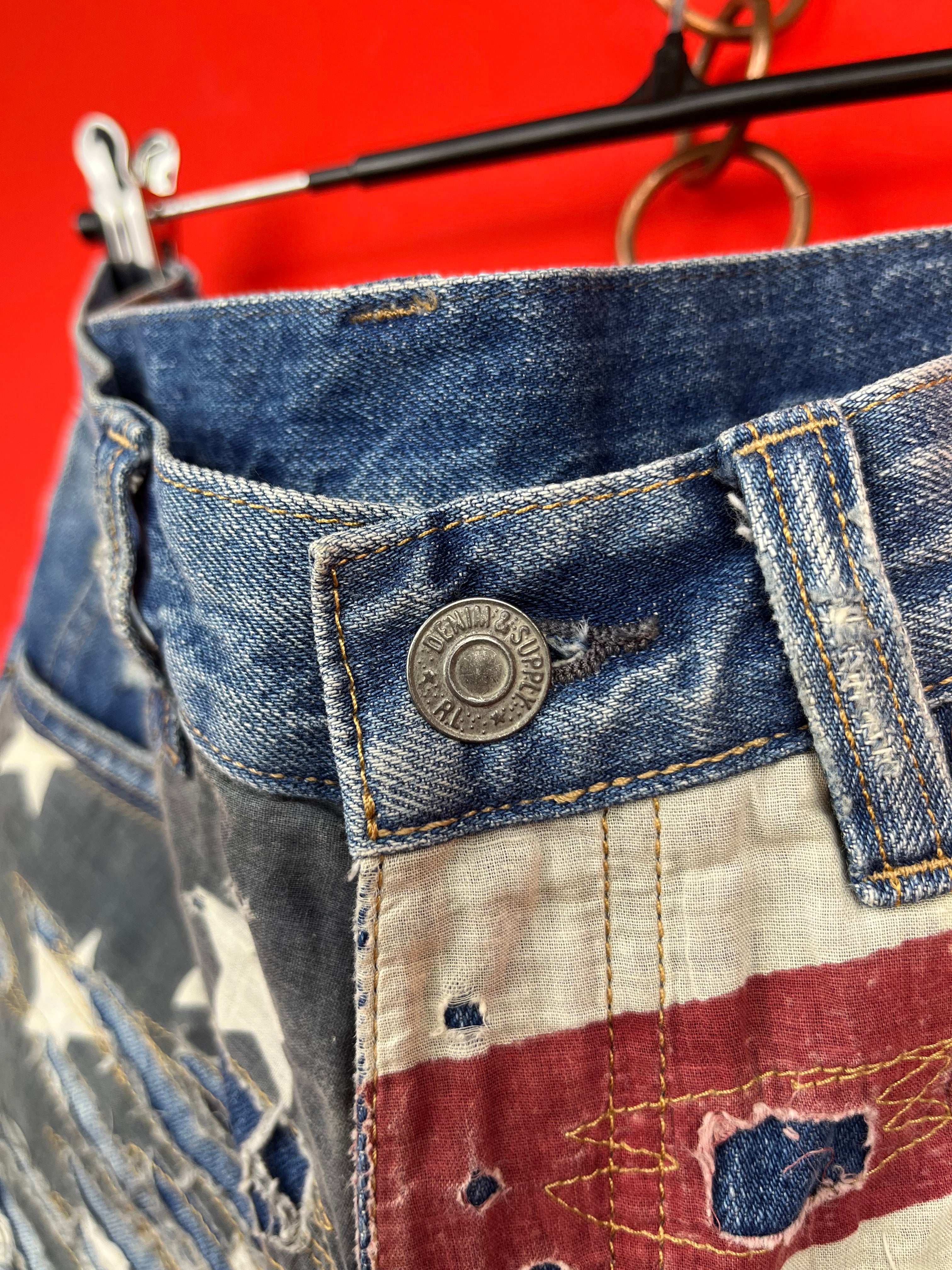 Ralph Lauren Vintage Cut Off USA Flag Denim Shorts