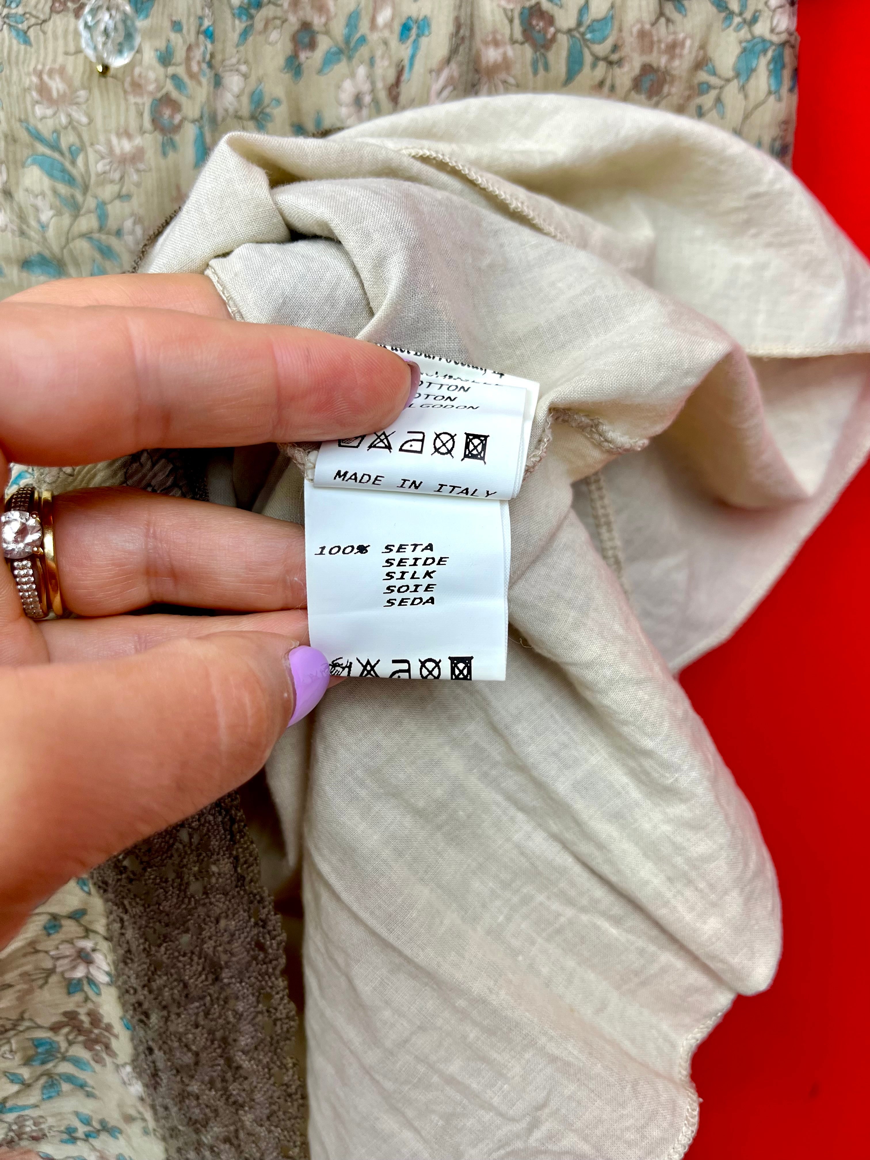 Vestito Vintage Floreale in Seta Made in Italy