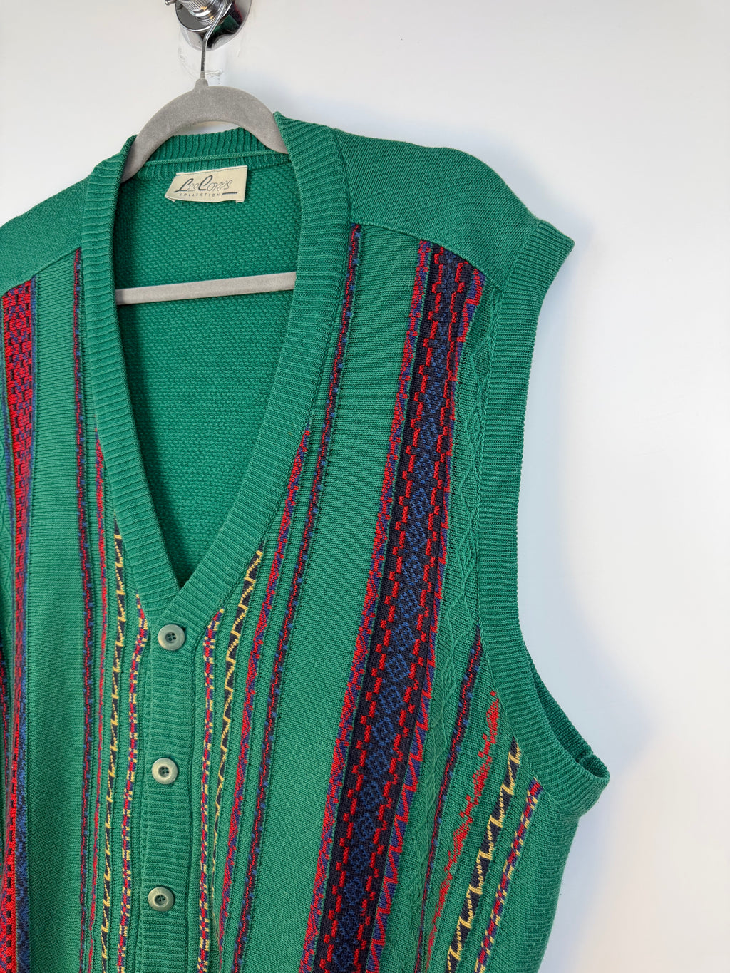 Gilet vintage Les Copains verde a fantasia geometrica