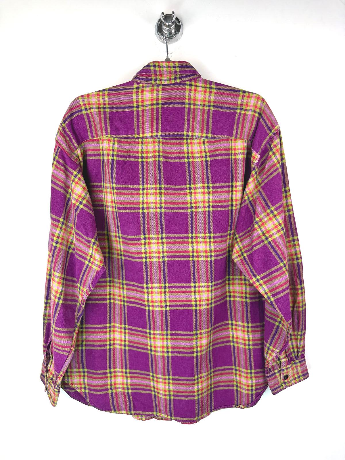Camicia vintage tartan viola e verde lime