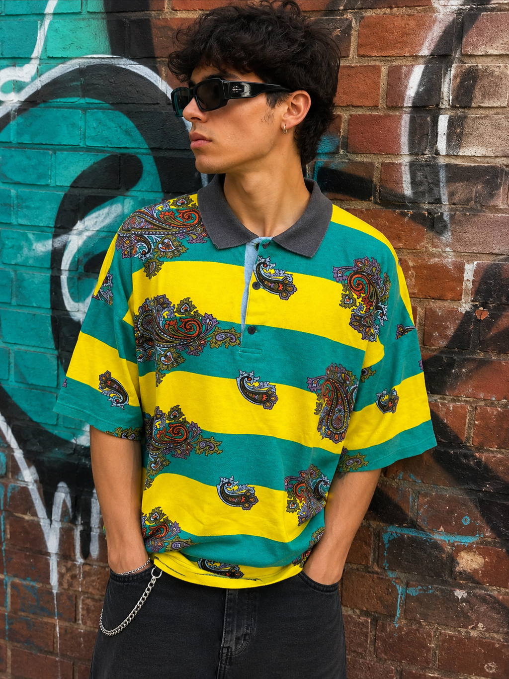 Vintage Paisley Polo Shirt 100% Cotton