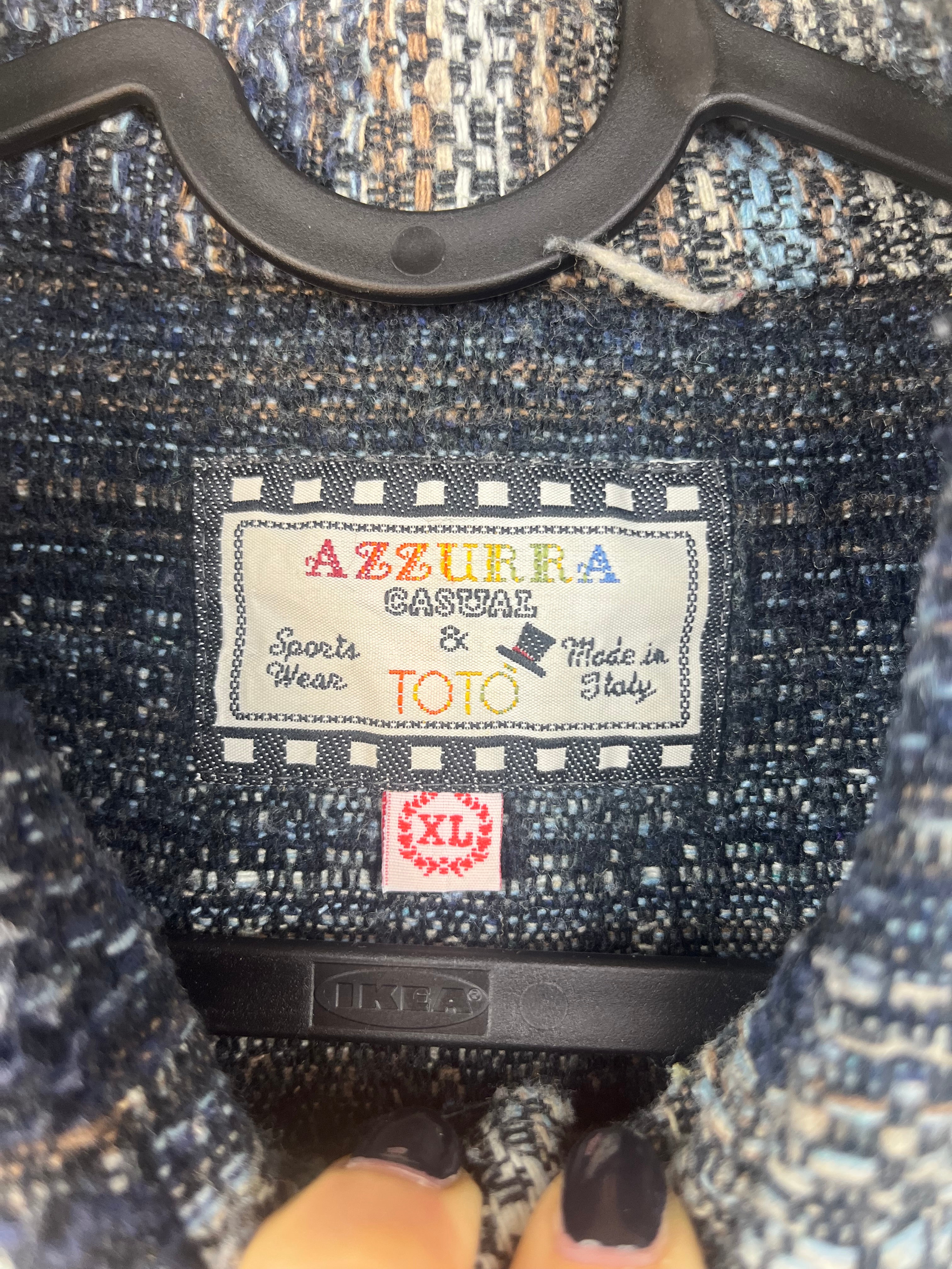 Vintage Italian Textured Shirt Jacket – Blue Pattern