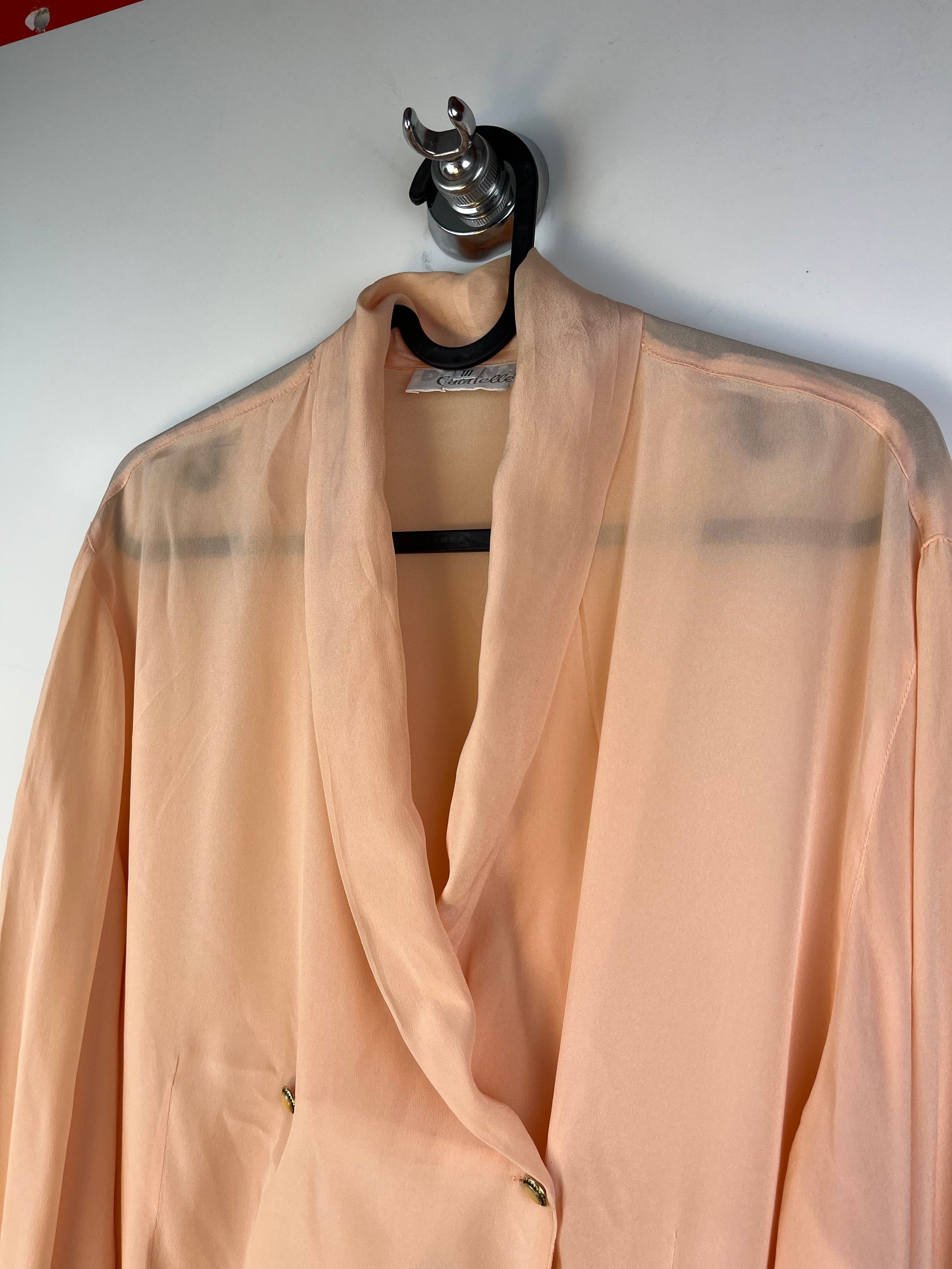 Blusa vintage Gabrielle Made in Italy in seta e acetato color pesca