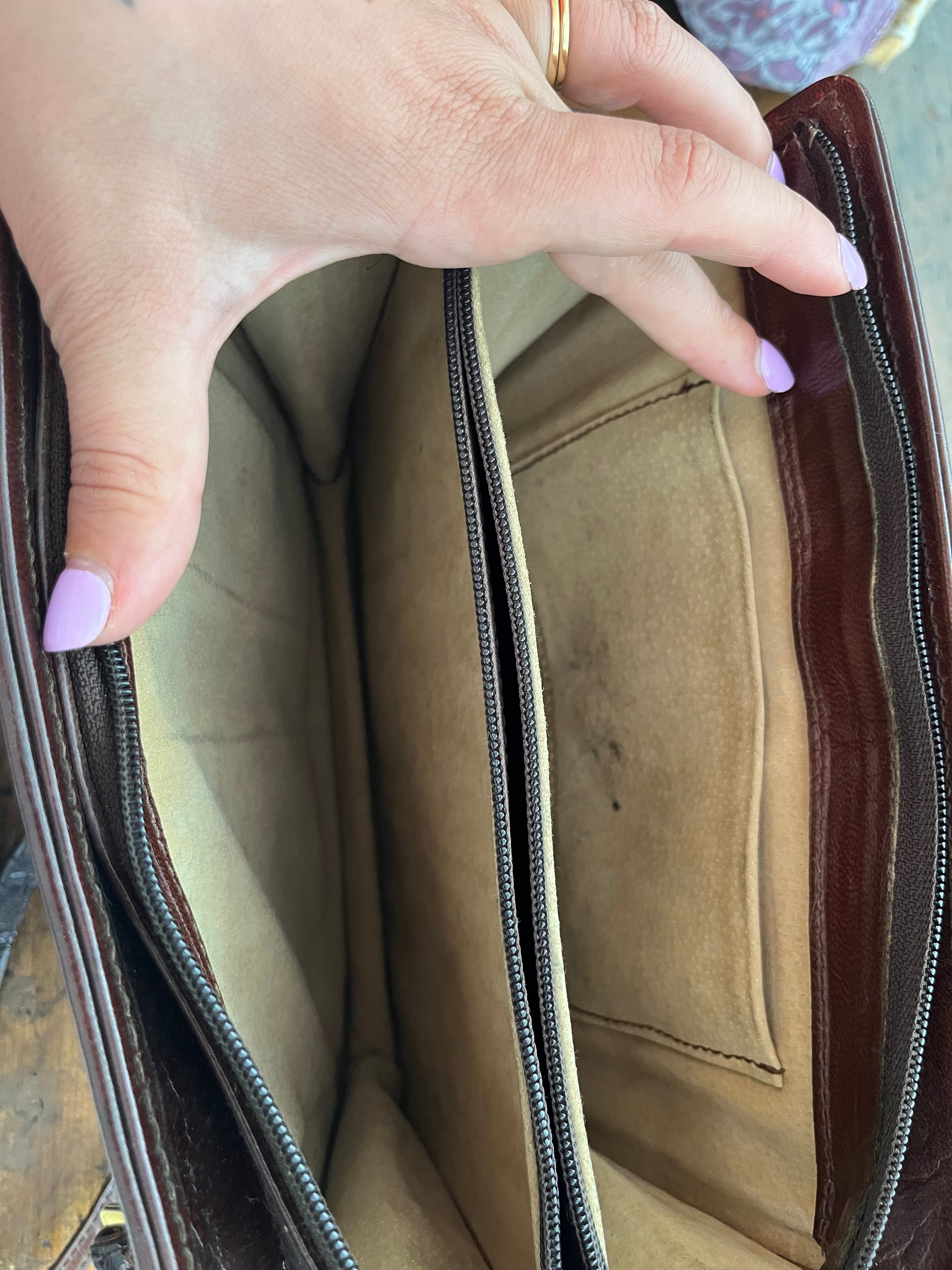 Borsa Vintage Effetto Coccodrillo Marrone Lucida Anni 90