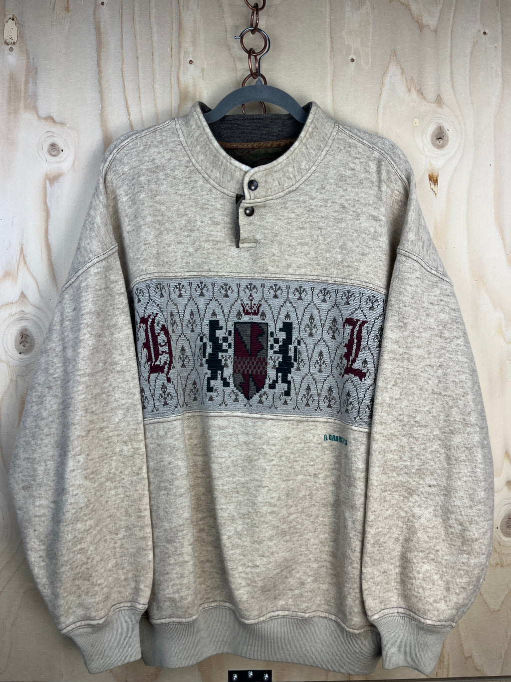 Vintage Il Granchio Lambswool Blend Knit Sweatshirt Crest Made in Italy XL