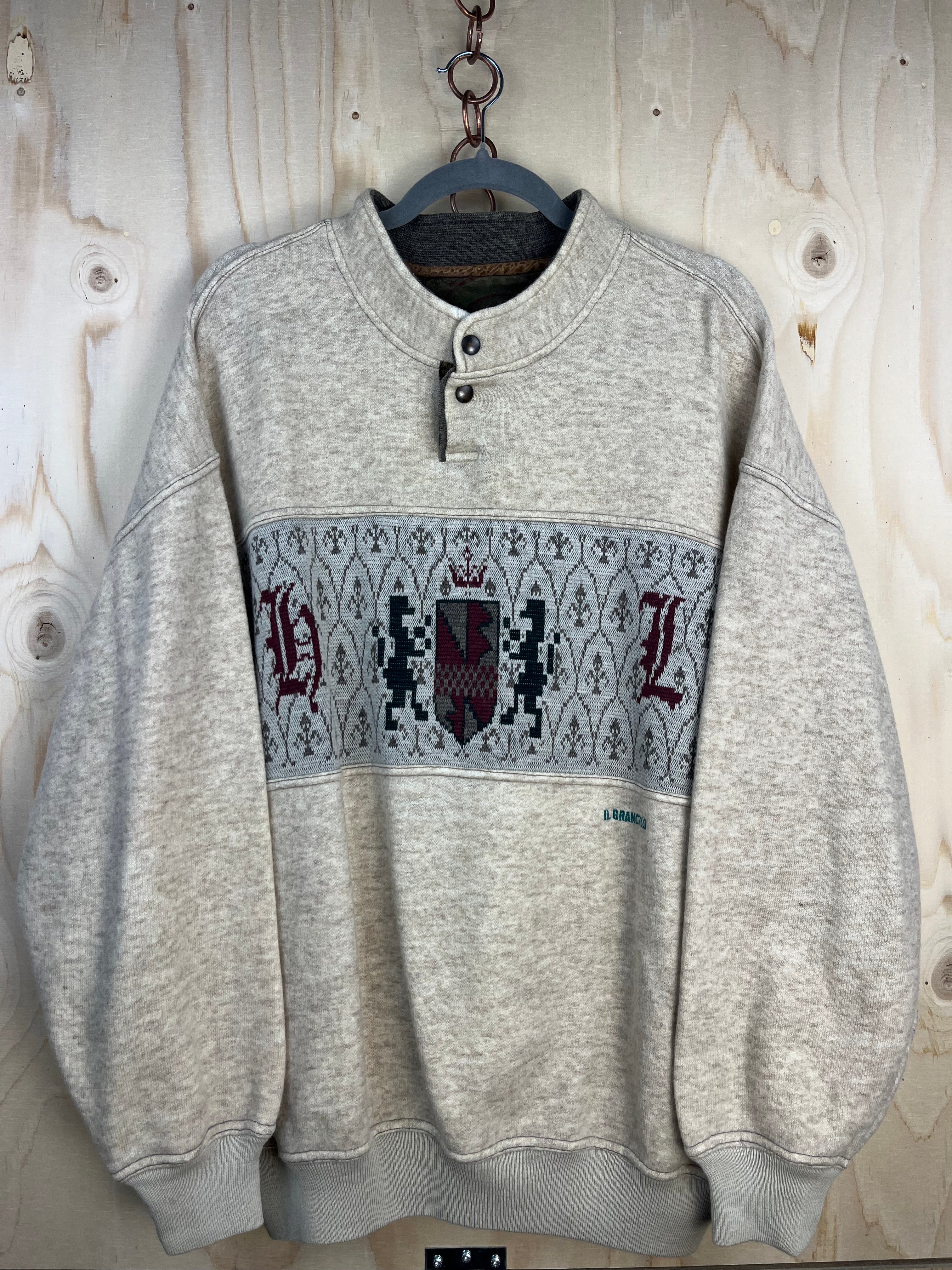 Vintage Il Granchio Lambswool Blend Knit Sweatshirt Crest Made in Italy XL