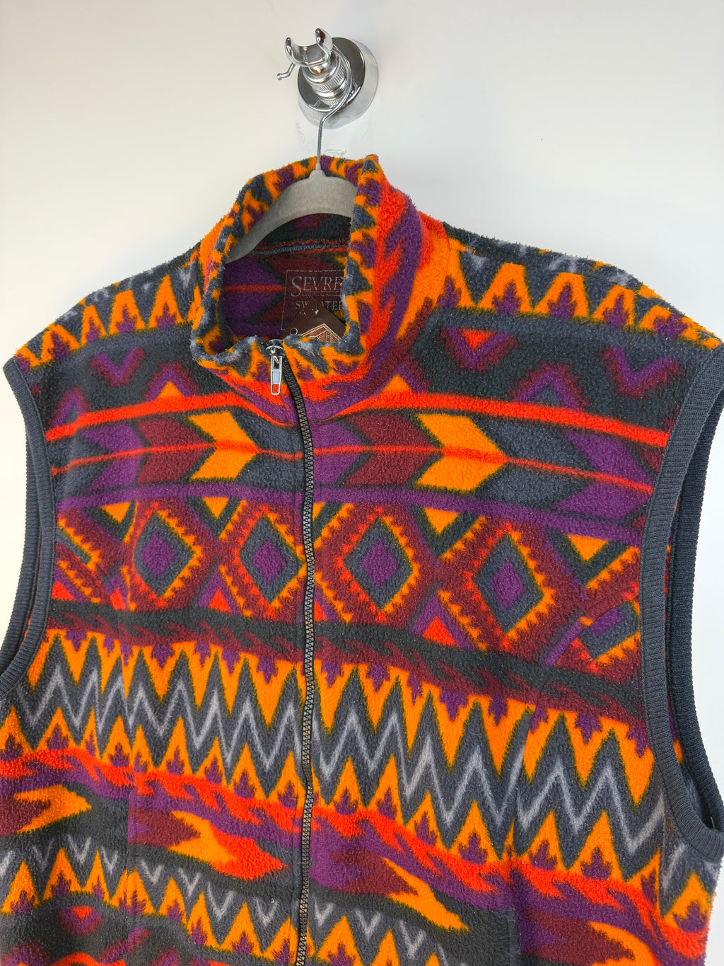 Gilet vintage in pile con fantasia geometrica – Sévres Sweater
