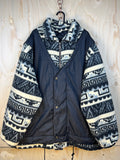 Vintage Aztec Fleece & Quilted Jacket Black Oversize