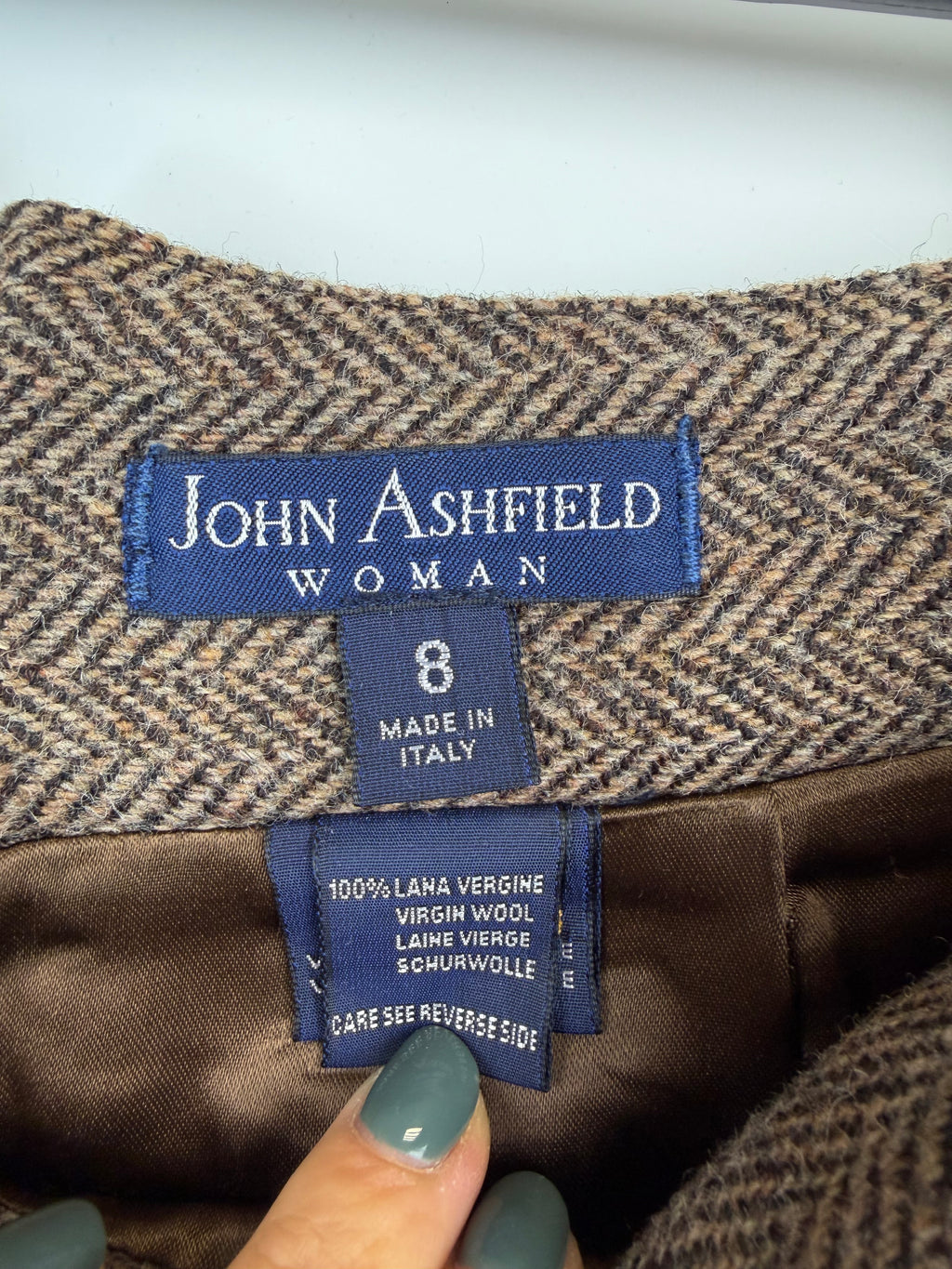 Gonna vintage John Ashfield in lana a spina di pesce
