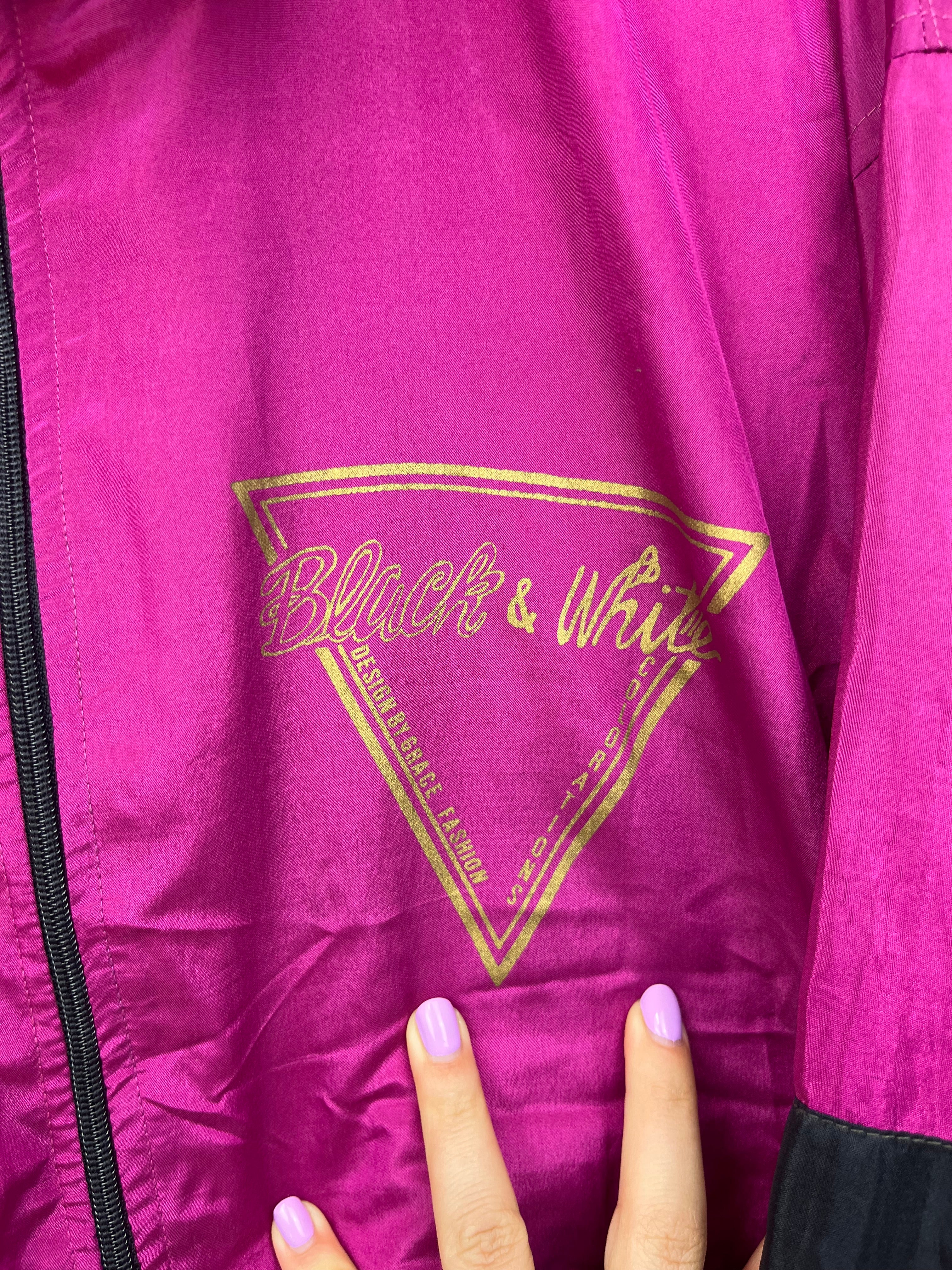 Giacca Vintage Black & White Anni 90 Fucsia Oversize